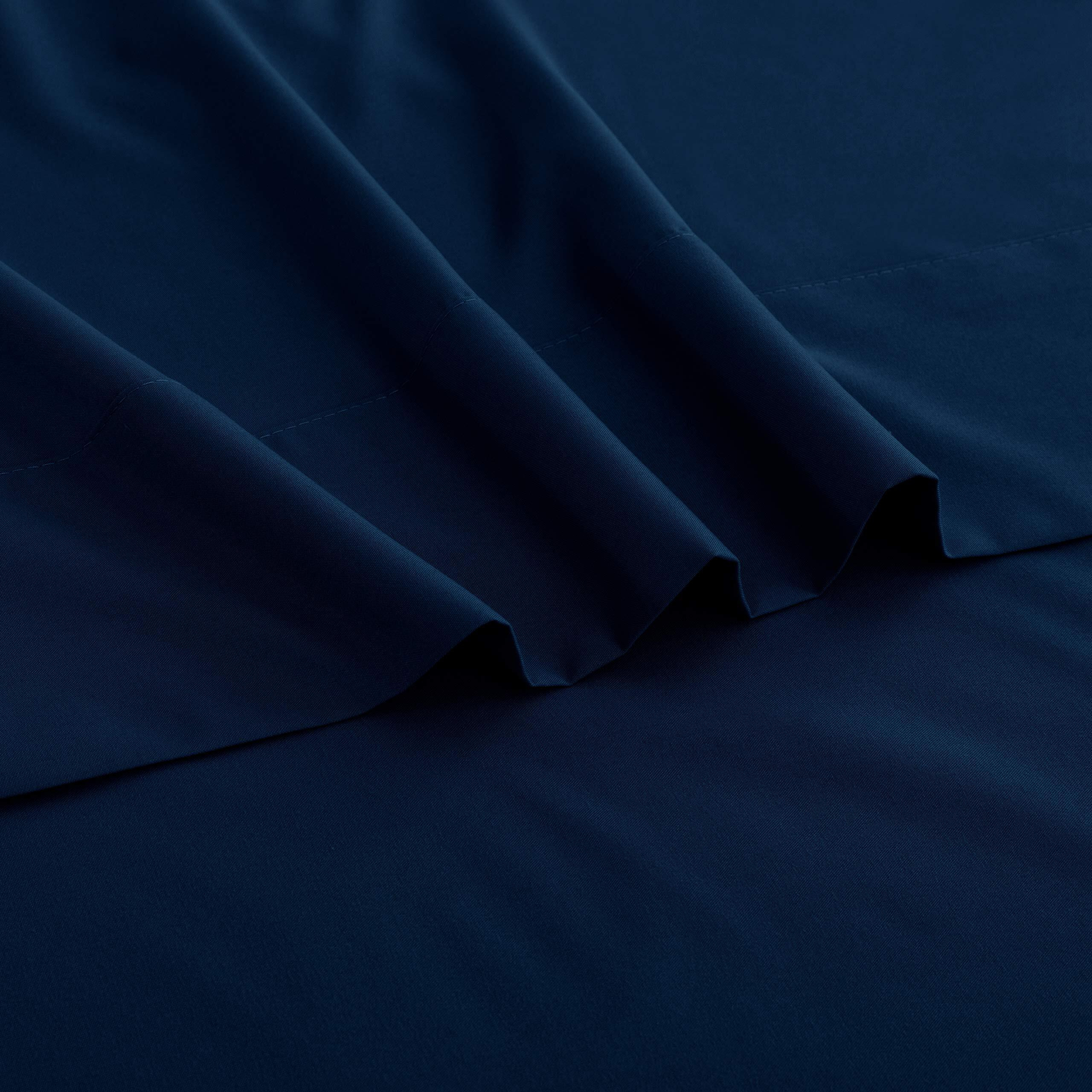 Sfoothome Bed Flat Sheet - Ultra Soft And Wrinkle, Fade, Stain Resistant Top Sheet, Twin Size, Navy Blue