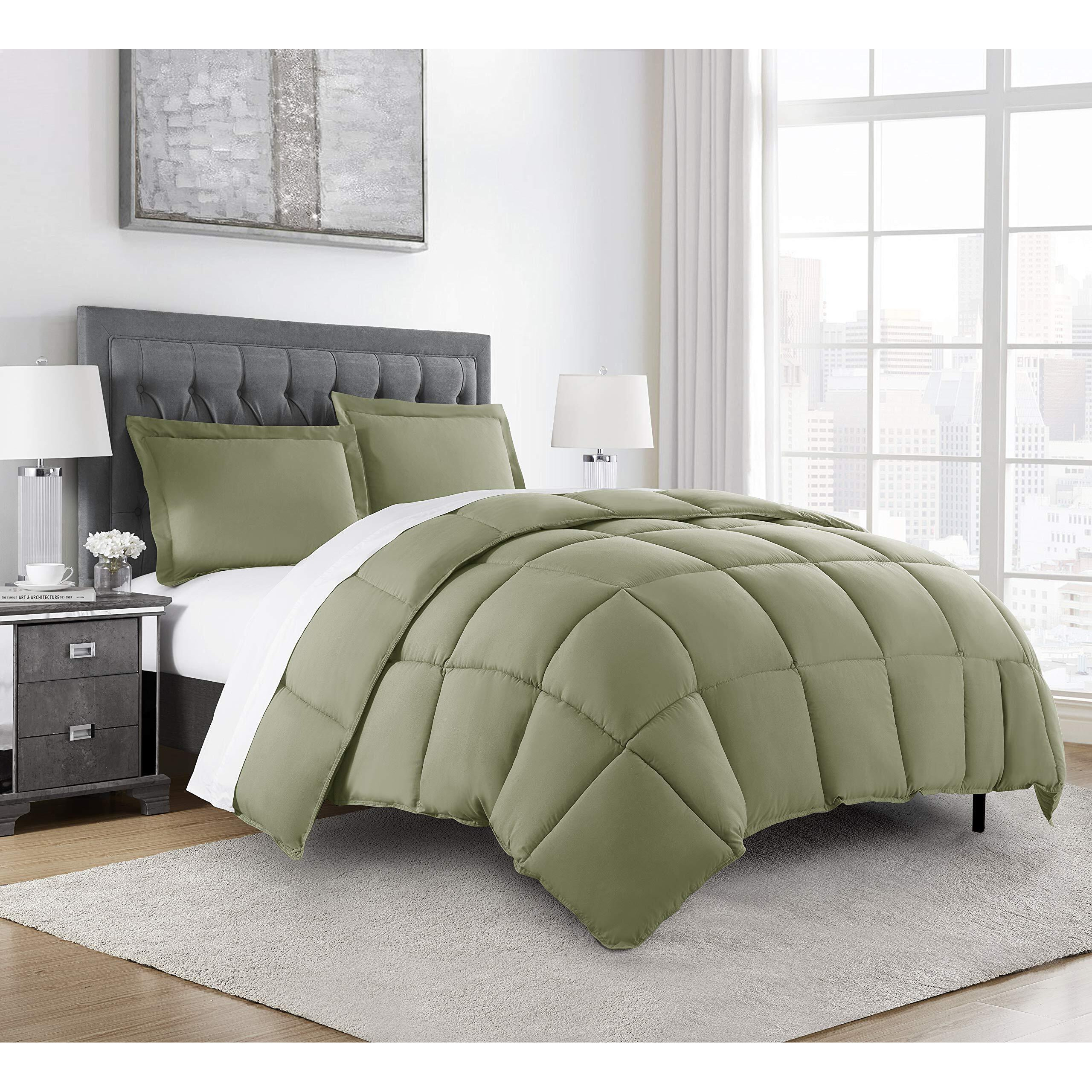 Chezmoi Collection 3-Piece Down Alternative Comforter Set (Oversized King, Sage)