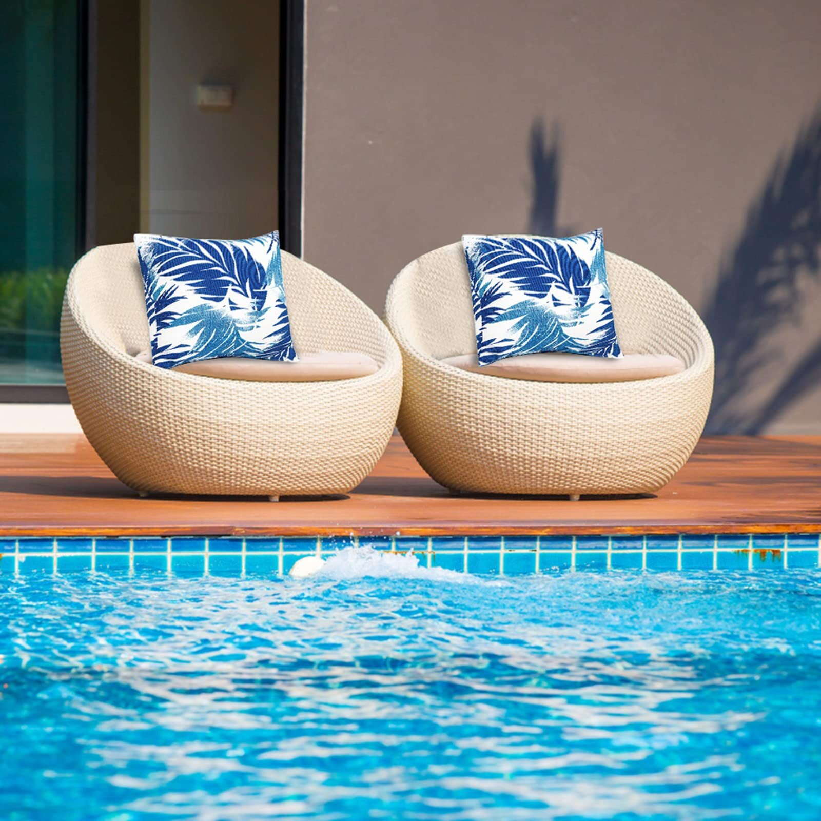 Jmgbird Outdoor Pillows Waterproof Set Of 2 Outdoor Throw Pillows With Insert Included 18  18 Inch Outdoor Pillows For Patio Furniture