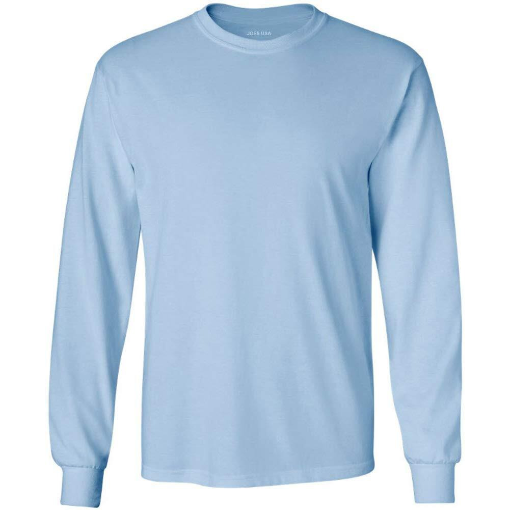 Joe 's Usa Men 's Long Sleeve Heavyweight Cotton Crewneck Tee-L-Light Blue