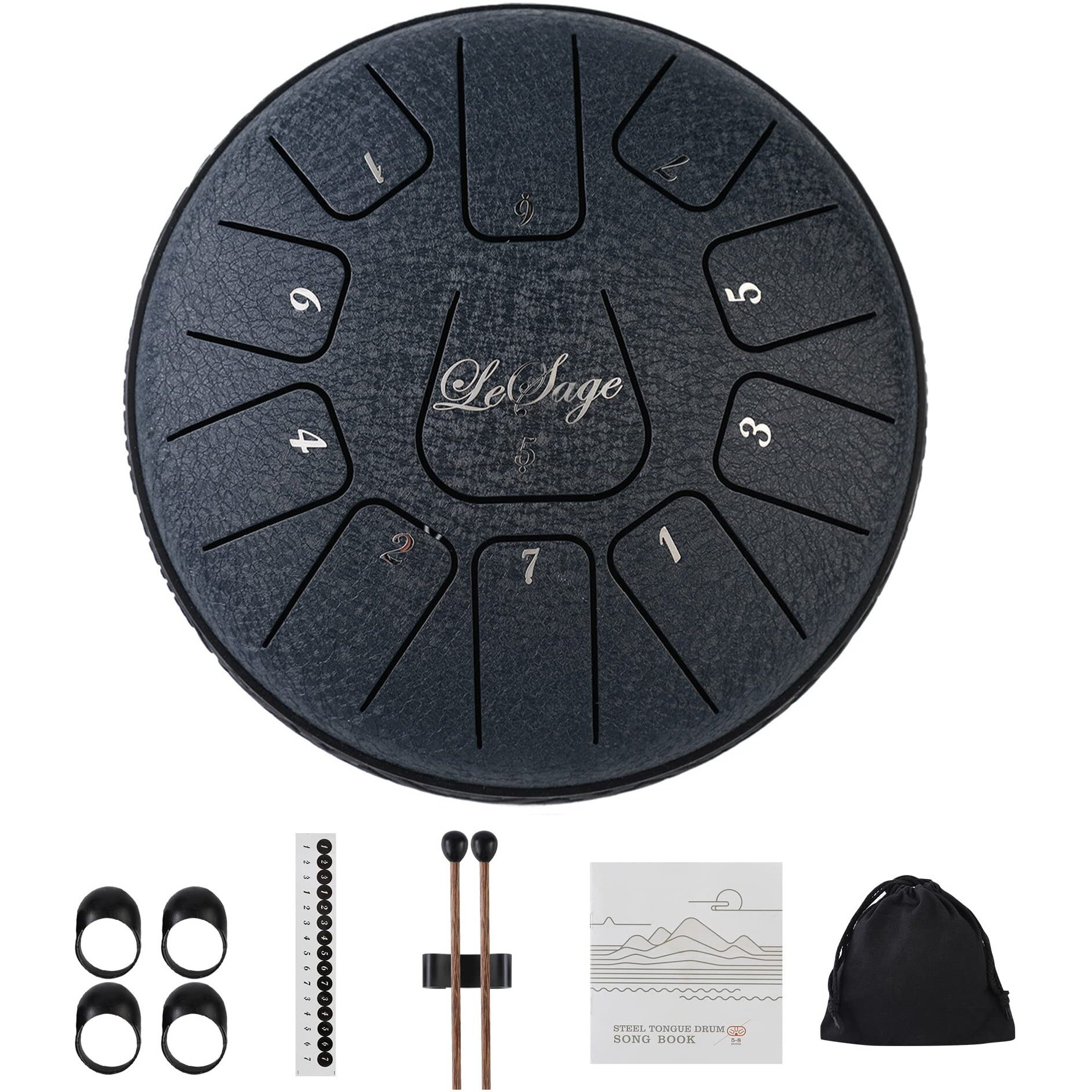 Lesage Steel Tongue Drum 6 Inch 11 Note Handpan Drum For Adults Meditation Drum For Relaxation Sound Healing Therapy Drum With Song Booklet Navy Blue