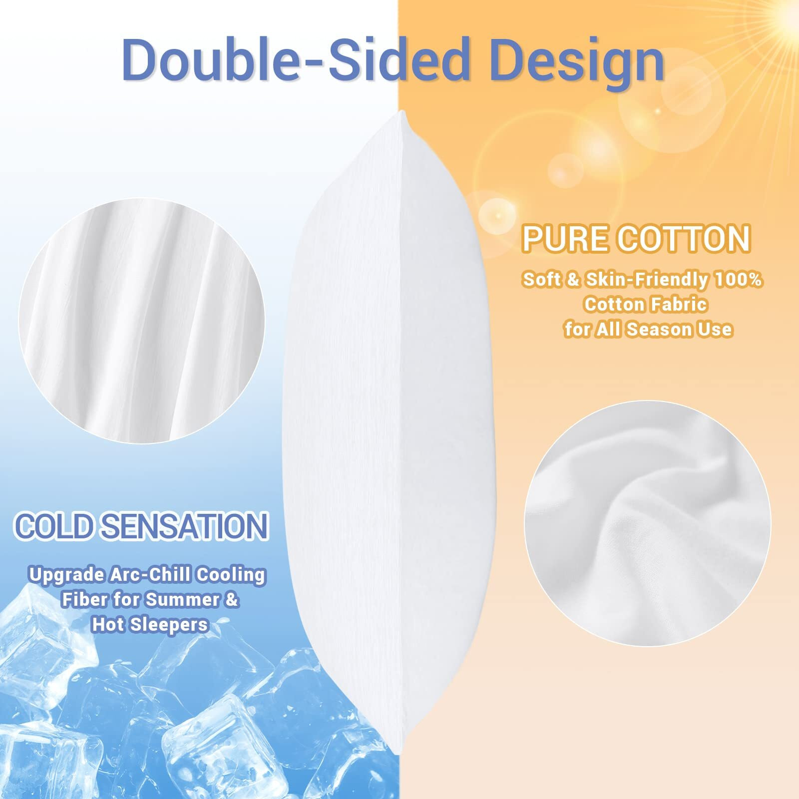 Luxear Cooling Pillow Cases Queen Size, 2 Pack Cool Pillow Cases With Japanese Q-Max 0.5 Arc-Chill Cooling Fiber, Breathable Soft, Cooling Eco-Friendly, Hidden Zipper Design - (20X30 In)-White