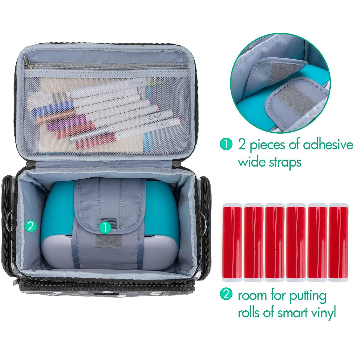 Luxja Carrying Bag Compatible With Cricut Joy, Carrying Case Compatible With Cricut Joy And Tool Set, Tote Compatible With Cricut Joy (With Supplies Storage Sections, Patent Pending), Polka Dots