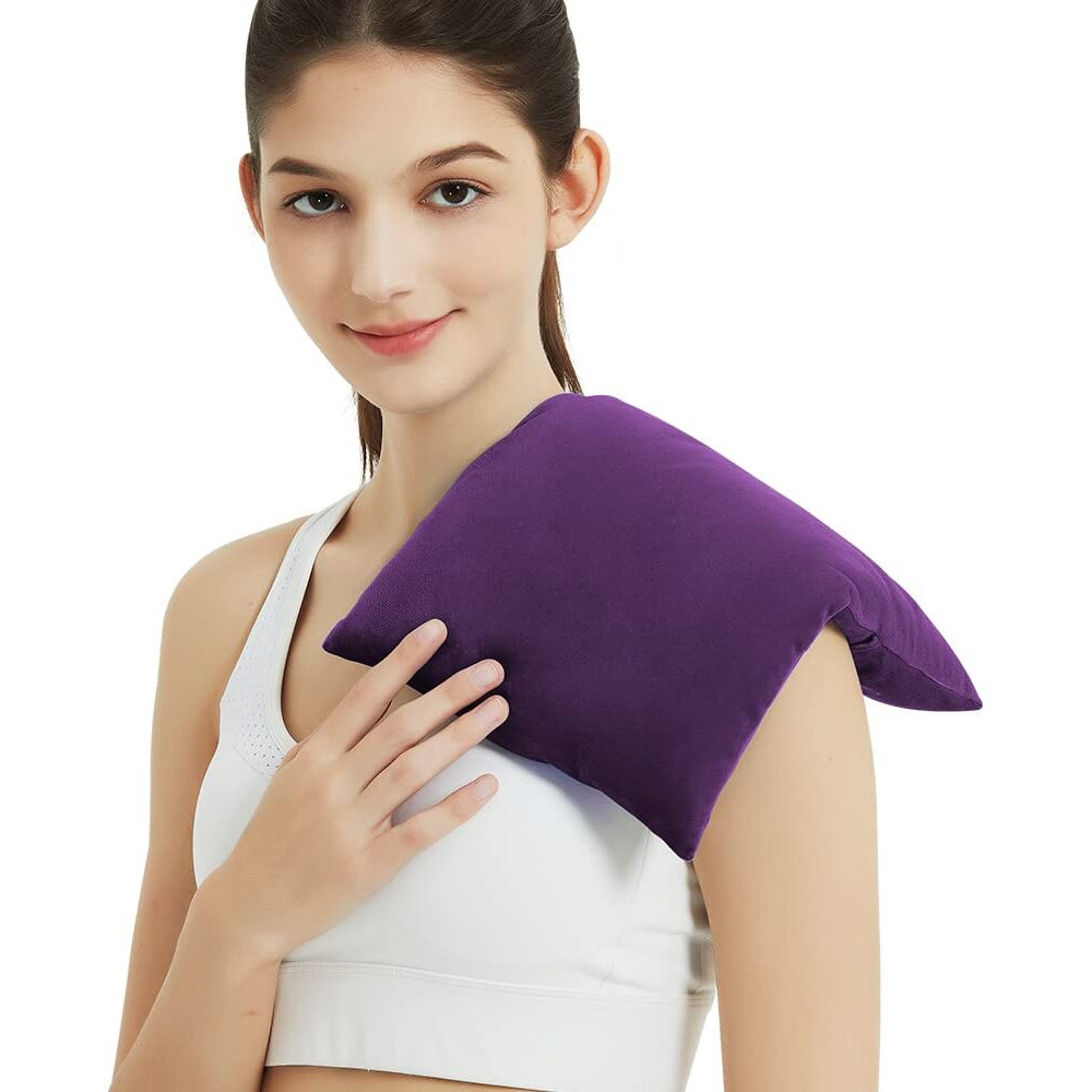 Heating Pad Microwavable With Washable Cover, 8 X 12"" Multipurpose Microwave Heating Pad For Neck And Shoulders, Moist Heat Bean Bag Warm Compress For Knee, Muscles, Joints, Wrist (Dark Purple)