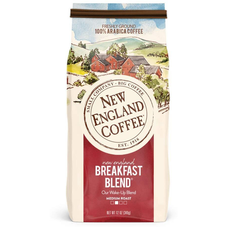 New England Coffee Breakfast Blend Medium Roast Ground Coffee, 12Oz Bag (Pack Of 3)