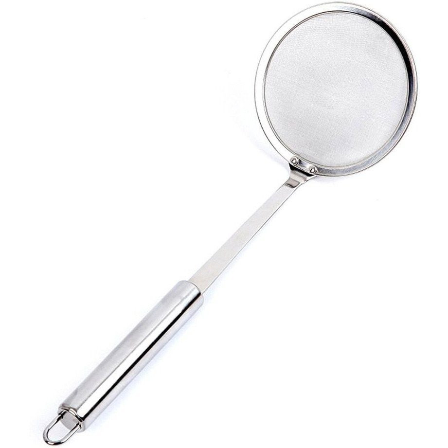 Temchy Spider Strainer Wire Skimmer Ladle Stainless Steel Mesh Spider Food Dumpling Noodle Frying Asian Strainer, 5-Inch Strainer Basket