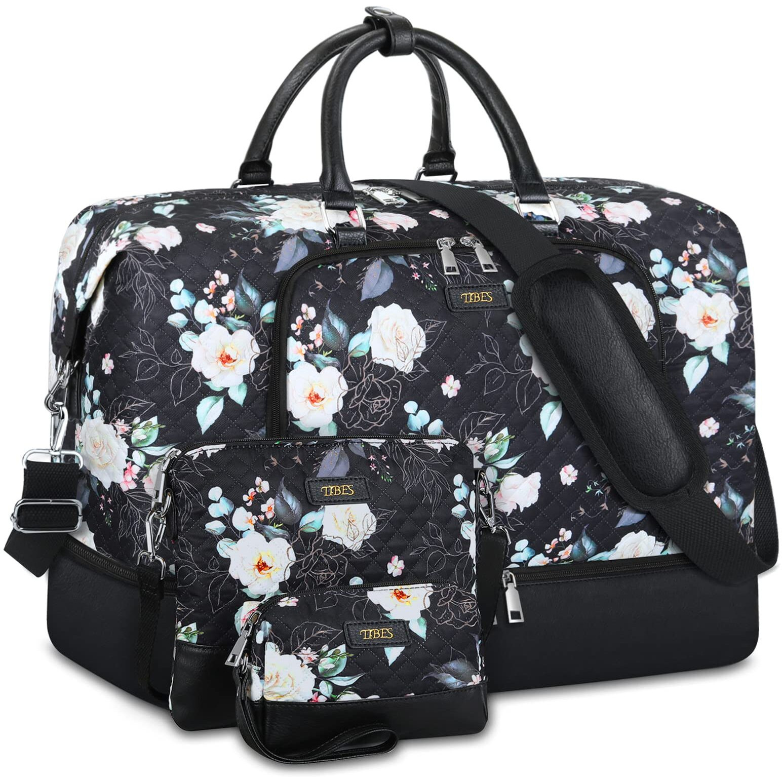 Travel Weekender Bag For Women Overnight Bag With Shoe Compartment Oversized Travel Duffel Bag Carry On Tote With Trolley Sleeve 21"" For Weekend Travel Business Trip