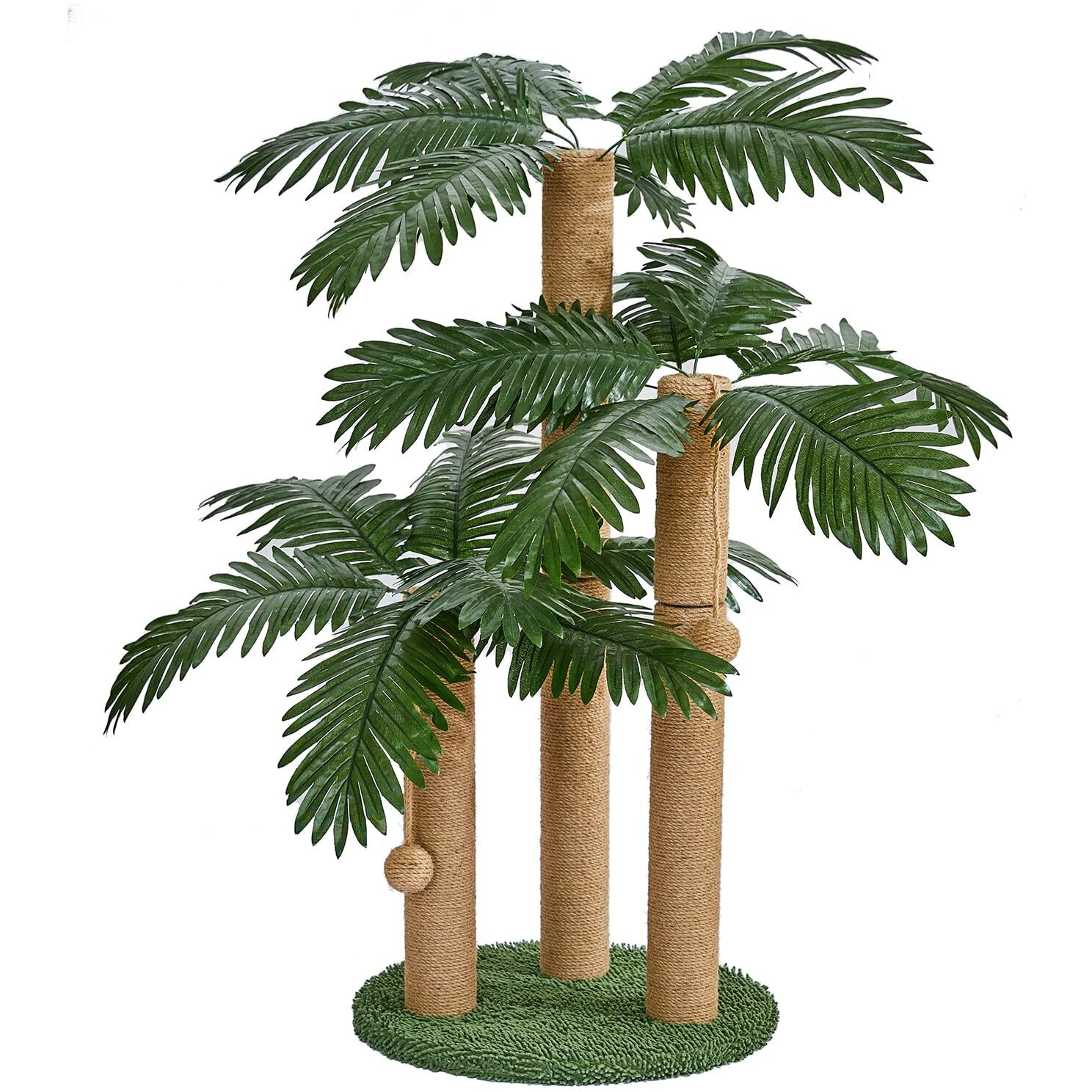 Lemonda 31.5Inch Cat Scratching Post,Cat Scratcher Tree With 3 Scratching Poles & 2 Interactive Dangling Balls,Cats Scratching Posts For Indoor Kitten & Adult Cats