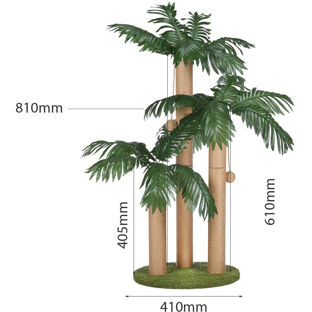 Lemonda 31.5Inch Cat Scratching Post,Cat Scratcher Tree With 3 Scratching Poles & 2 Interactive Dangling Balls,Cats Scratching Posts For Indoor Kitten & Adult Cats