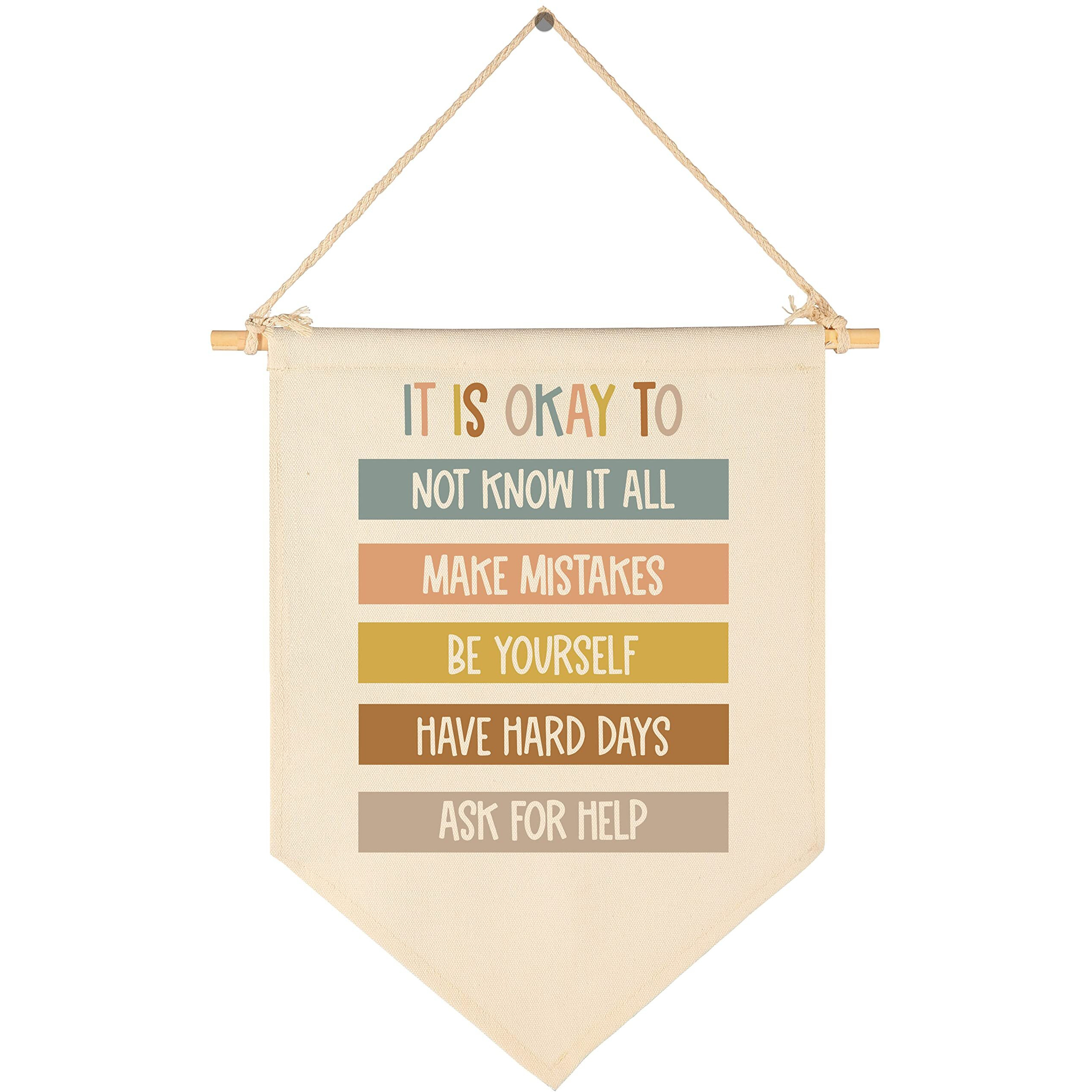 It Is Okay-Classroom Decor-Classroom Poster-Playroom Decor-Child Art-Teacher Gift-Canvas Hanging Pennant Flag Banner Wall Sign Decor Gift-Birthday Christmas Gift