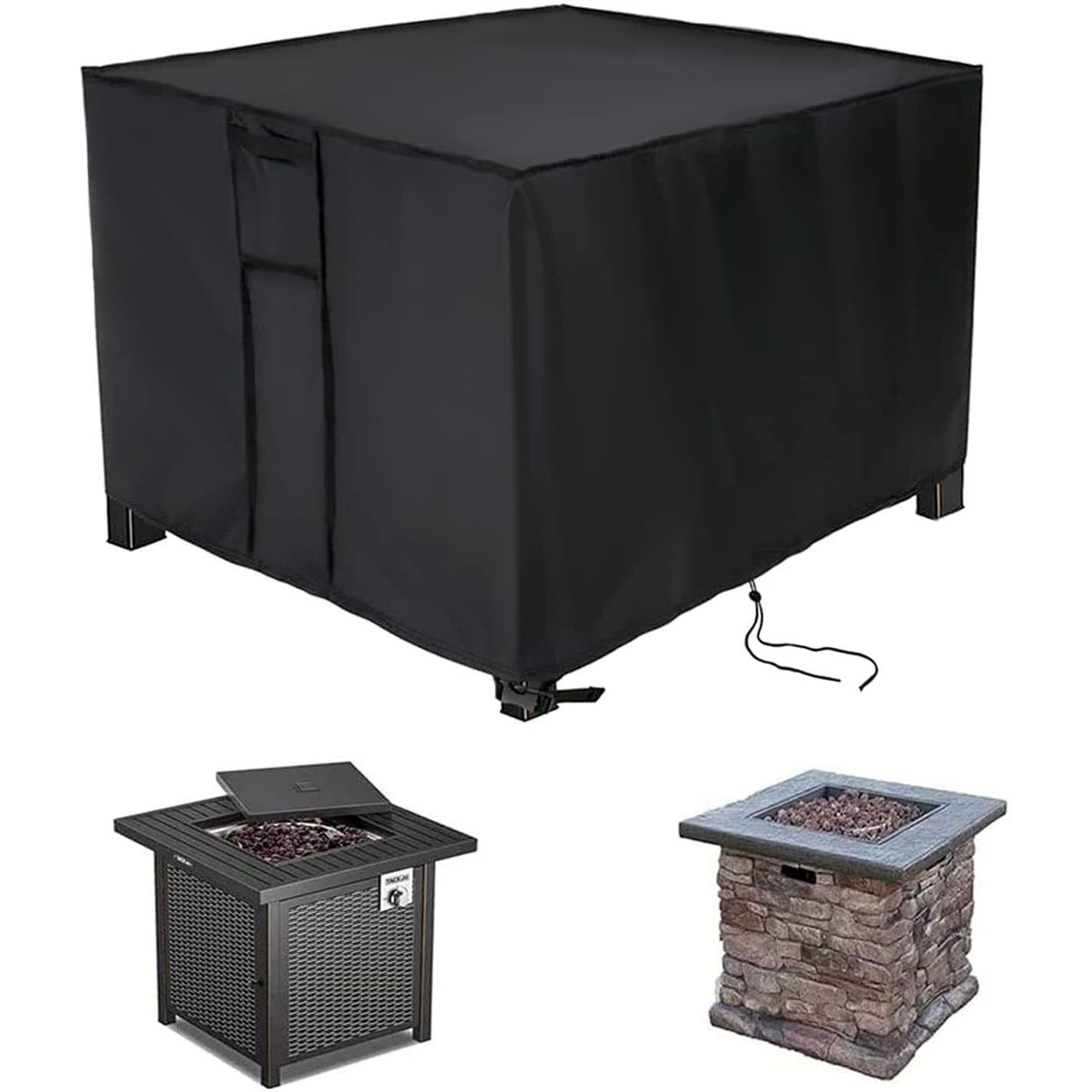 Pomer Fire Pit Cover, 30 Inch Square Firepit Covers For 28-30 Inch Gas Fire Table Waterproof Outdoor Fireplace Cover - 30X30X25Inch