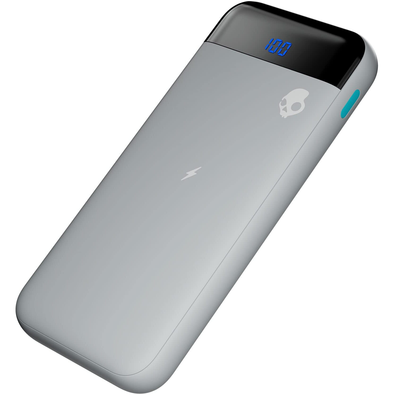 Skullcandy Stash Fuel Wireless Portable Charger, 10000Mah Power Bank With 10W Wireless Charging, 1X Usb C And 2X Usb A Charging Ports, Bonus Usb A To Micro Usb / Type C Dual Charging Cable - Grey/Blue
