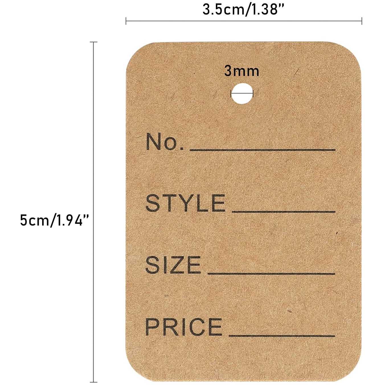 G2Plus 1000 Pcs Price Tags,1.94 "" X 1.38 "" Kraft Paper Tags, Clothes Size Lables Coupon Tags Making Lables Store Tags Without String, Clothing Tags With Exquisite Box Package