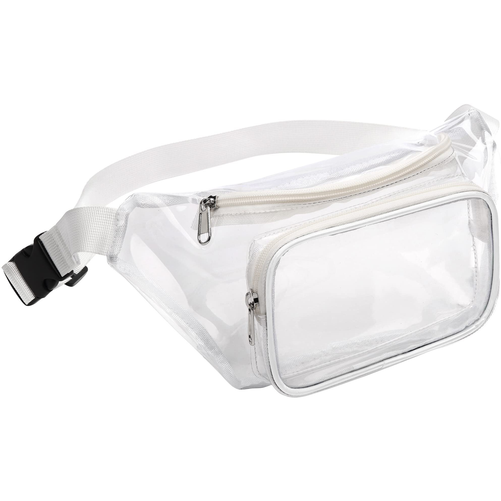 Fanny Pack, Veckle Clear Fanny Pack Waterproof Cute Waist Bag Stadium Approved Clear Purse Transparent Adjustable Belt Bag For Women Men, Travel, Beach, Events, Concerts Bag, White