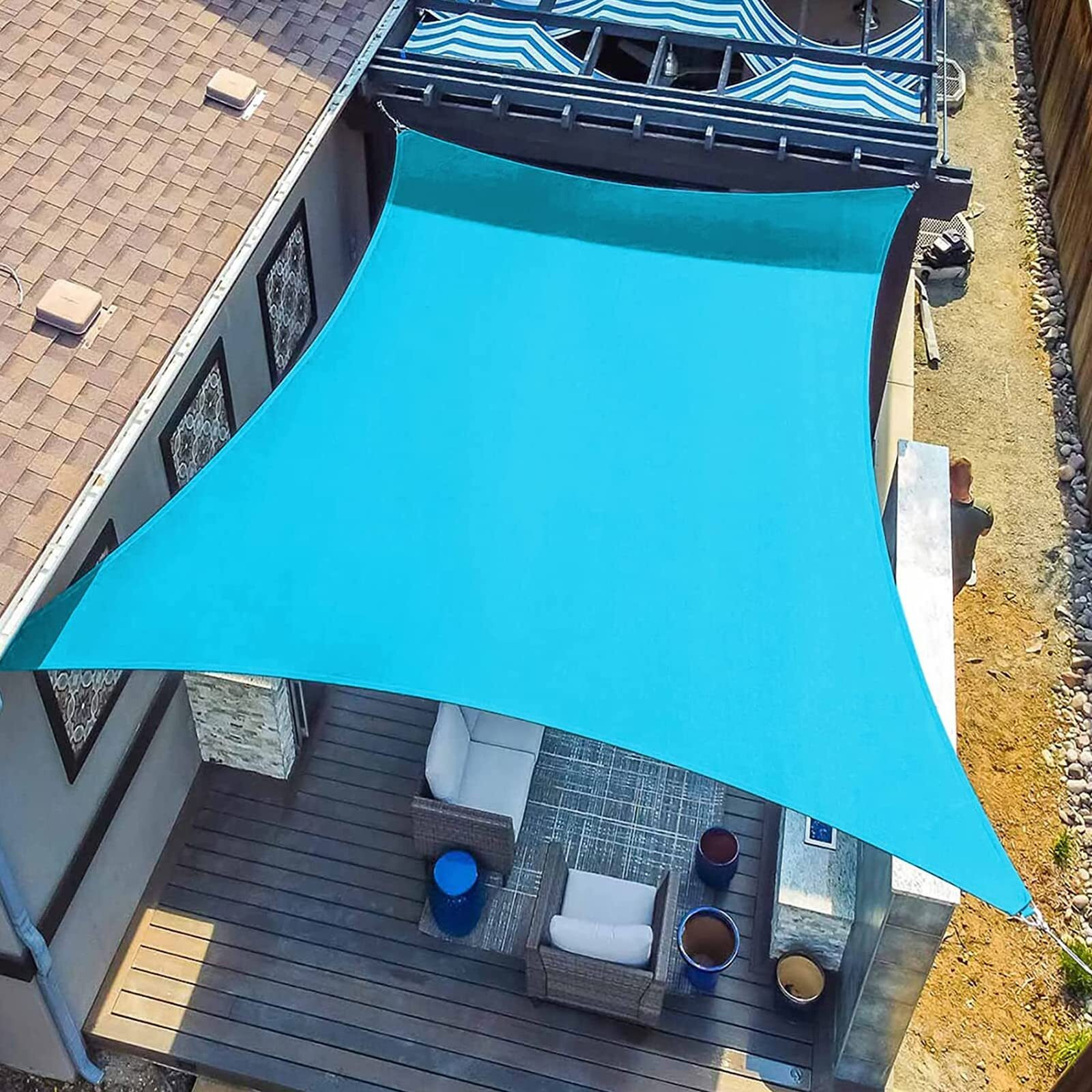 Sunlax Sun Shade Sail, 12'X16' Turquoise Rectangle Canopy Shades For Outdoor Patio Pergola Cover Sunshade Sails Uv Blocking Canovas Covers