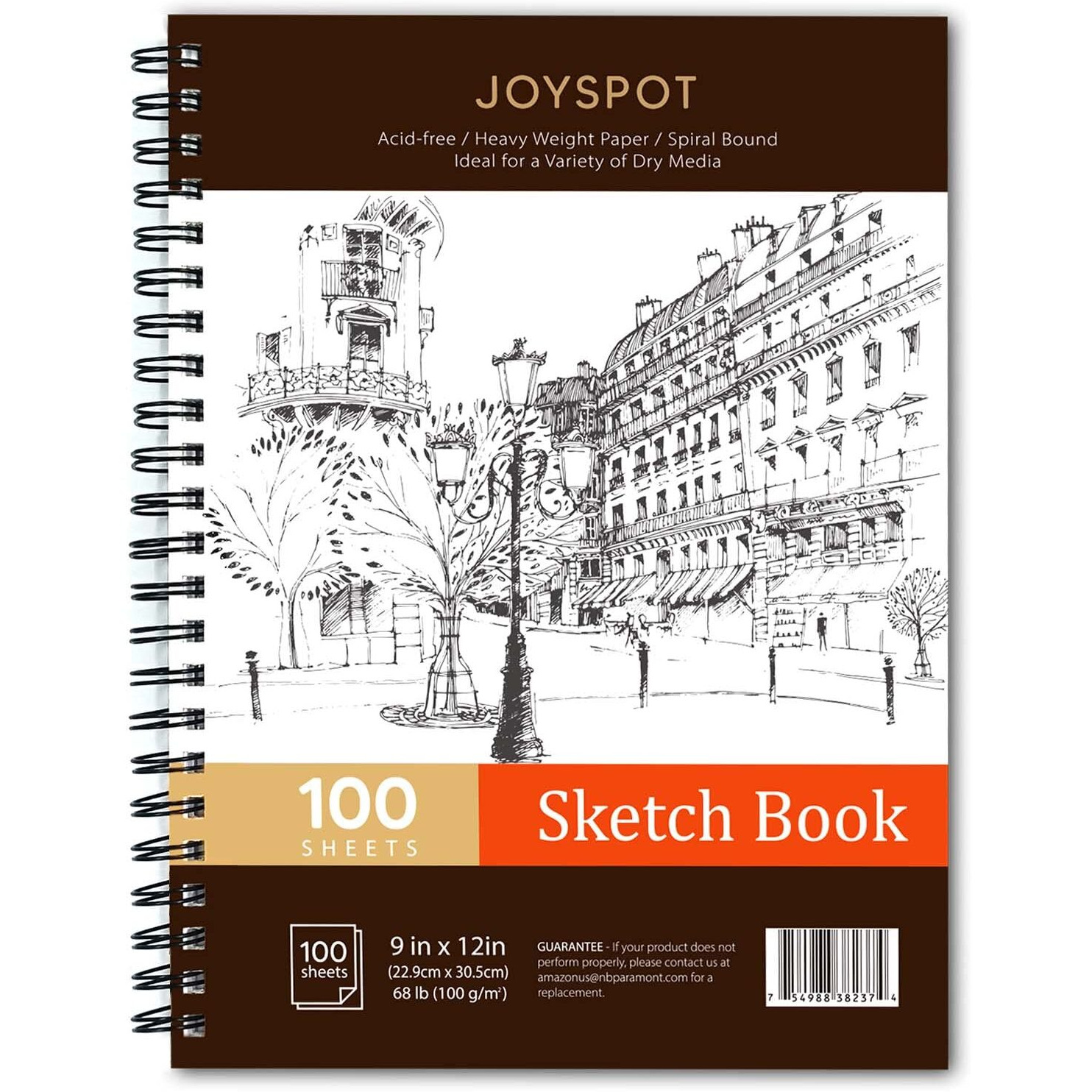 Joy Spot 9X12 Inch Sketch Book, 100 Sheets (68 Lb100Gsm), Spiral Bound Artist Sketch Pad For Artist Pro & Amateurs  Marker Art, Colored Pencil, Charcoal For Sketching