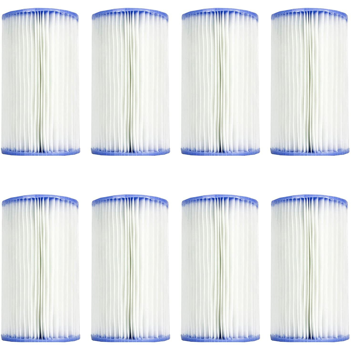 Intex Type B Easy Set Swimming Pool Pleated Replacement Filter Pump Cartridges For 633T, 634T, 634Rc, Cs8111, And Cs8221/Cs8231 Series (8 Pack)