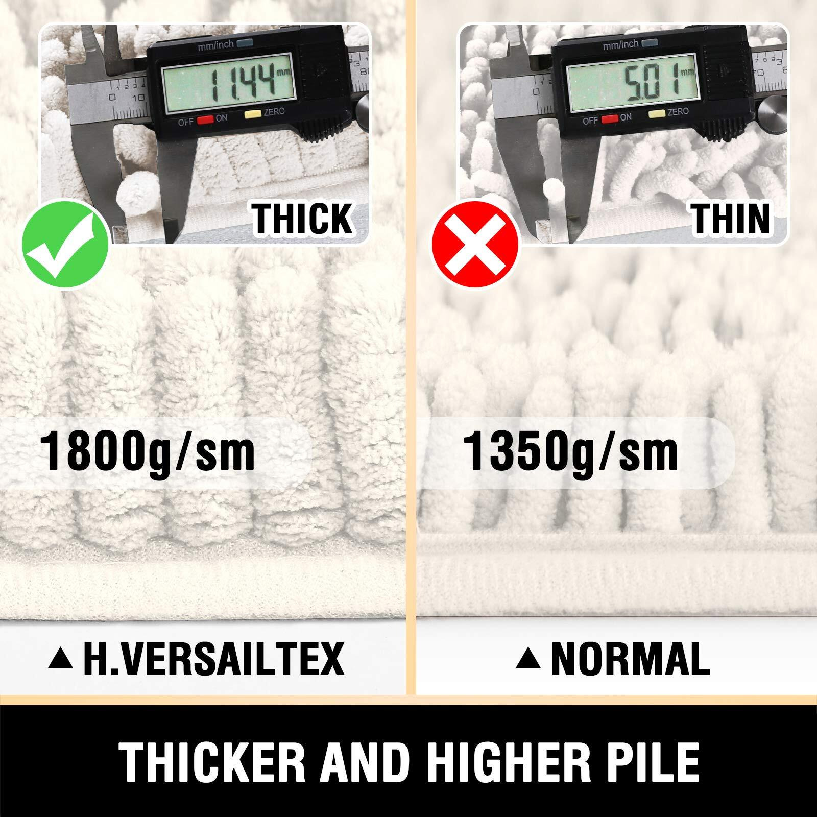 H.Versailtex Bathroom Rugs Bath Mat Bath Rugs Bath Mats For Bathroom Non Slip Extra Thick Buncy Soft Chenille Bath Rug Fulffy Shag, Indoor Rug Carpet For Living Room (Ivory, Extra Large 24 "" X 36 "")