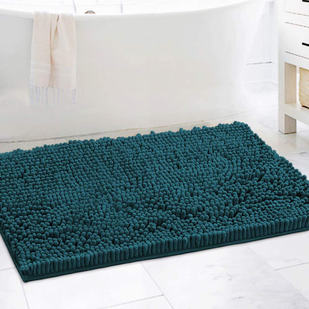 H.Versailtex Bathroom Rugs Bath Mats For Bathroom Non Slip Chenille Bathroom Rug Mat 24X36 Extra Soft And Absorbent Shaggy Rugs Washable Dry Fast Plush Area Carpet Mats For Bath Room, Tub - Dark Teal