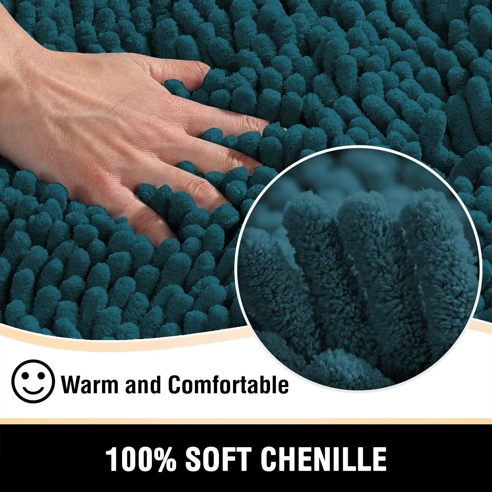 H.Versailtex Bathroom Rugs Bath Mats For Bathroom Non Slip Chenille Bathroom Rug Mat 24X36 Extra Soft And Absorbent Shaggy Rugs Washable Dry Fast Plush Area Carpet Mats For Bath Room, Tub - Dark Teal