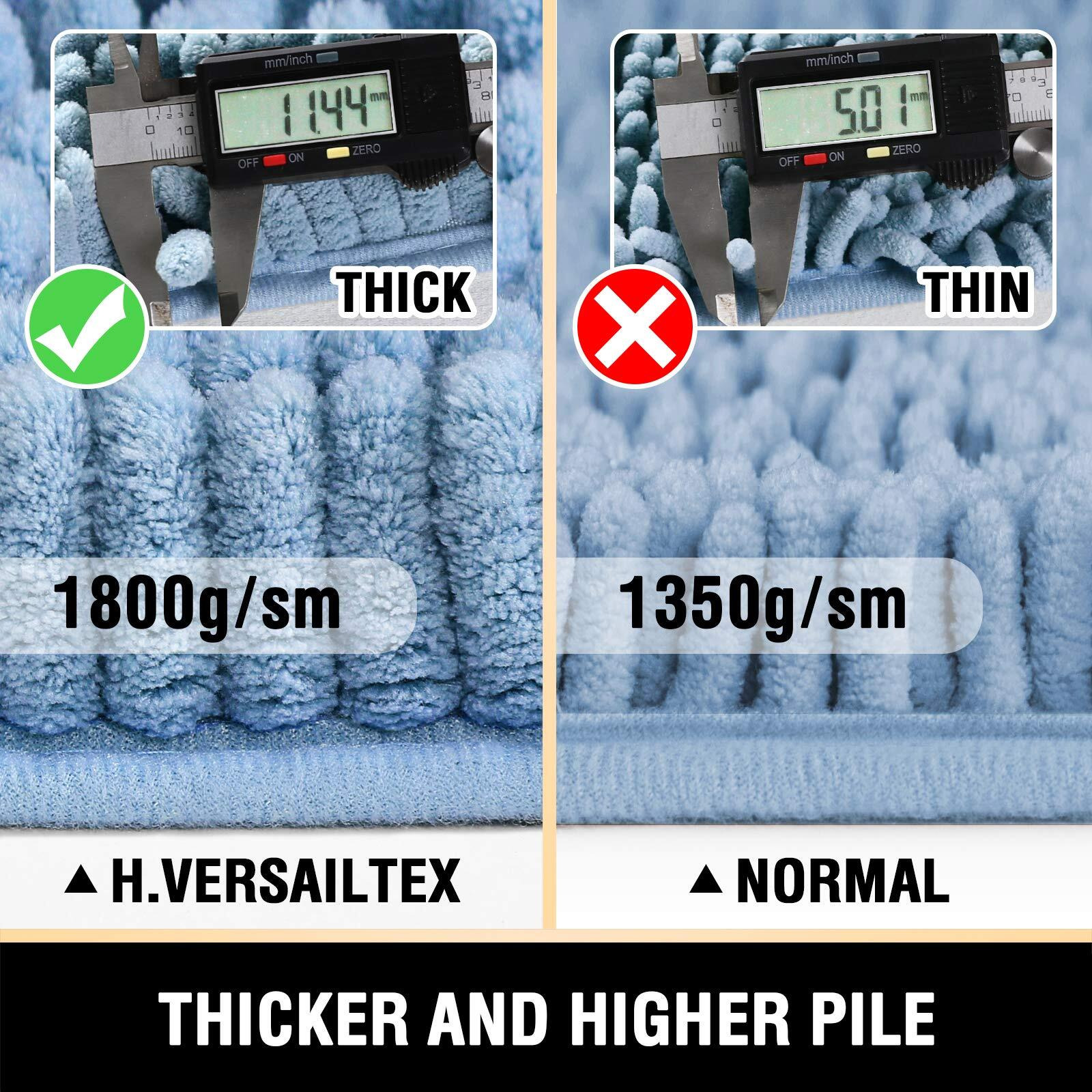 H.Versailtex Bathroom Rugs Bath Mats For Bathroom Non Slip Chenille Bathroom Rug Mat 20X32 Extra Soft And Absorbent Shaggy Rugs Washable Dry Fast Plush Area Carpet Mats For Bath Room, Tub - Cool Blue