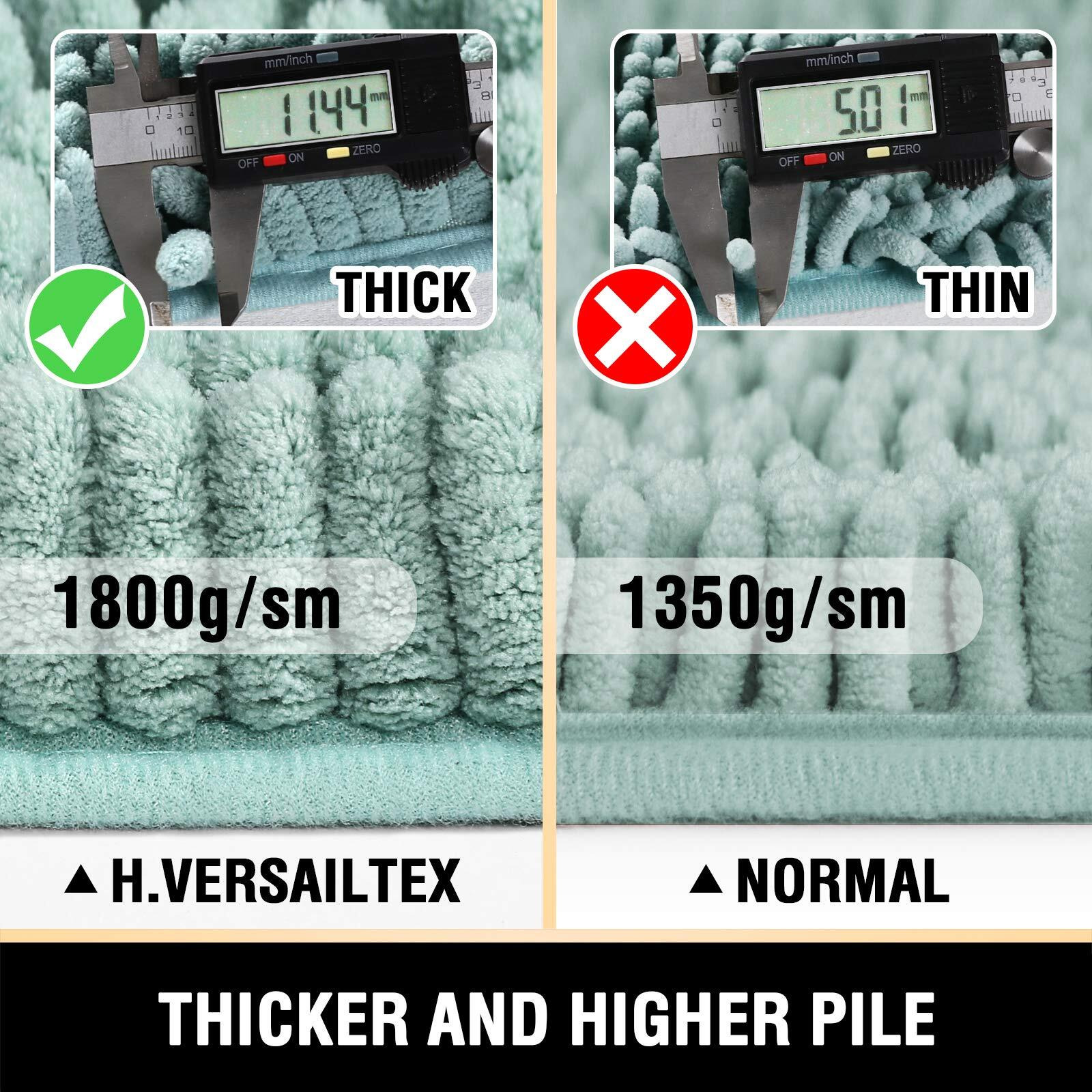 H.Versailtex Bathroom Rugs Bath Mat Bath Rugs Bath Mats For Bathroom Non Slip Extra Thick Buncy Soft Chenille Bath Rug Fulffy Shag, Indoor Rug Carpet For Entry Living Room (Aqua Foam, 20 "" X 32 "")