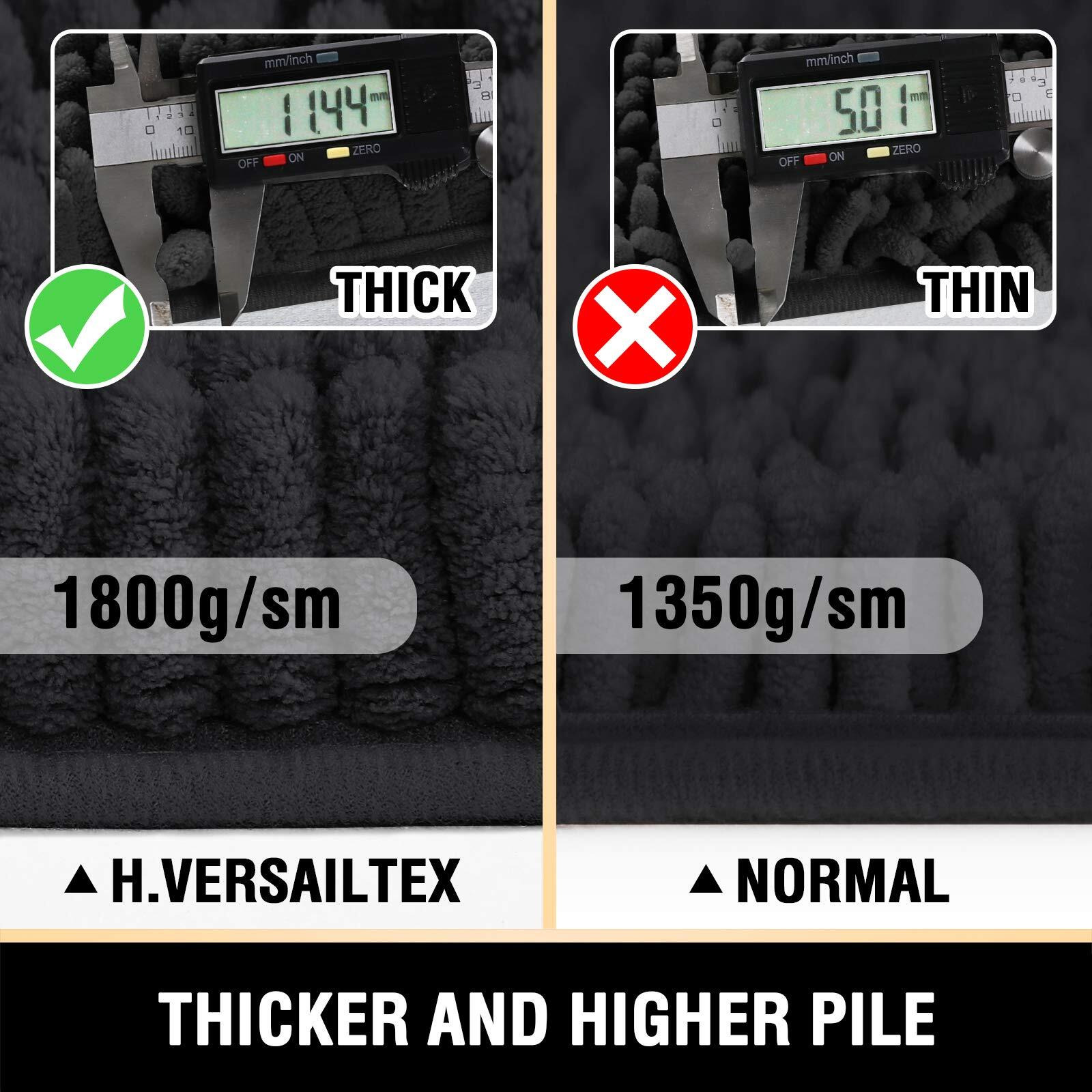 H.Versailtex Bathroom Rugs Bath Mat Bath Rugs Bath Mats For Bathroom Non Slip Extra Thick Buncy Soft Chenille Bath Rug Fulffy Shag, Indoor Rug Carpet For Living Room (Black, Extra Large 24 "" X 36 "")