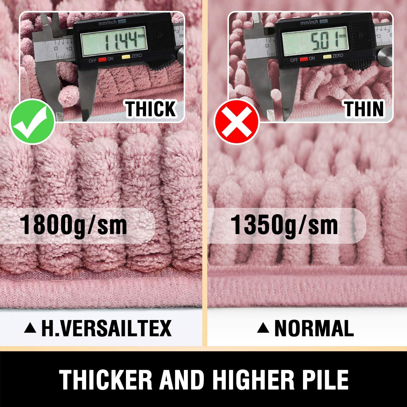H.Versailtex Bathroom Rugs Bath Mat Bath Rugs Bath Mats For Bathroom Non Slip Extra Soft Chenille Bath Rug Fulffy Shag, Indoor Rug Carpet For Entry Living Room (Coral Pink, Extra Large 24 "" X 36 "")