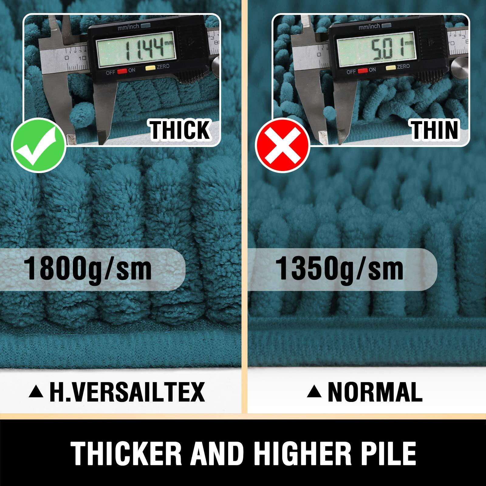 H.Versailtex Bathroom Rugs Bath Mats For Bathroom Non Slip Luxury Chenille Bathroom Runner Rug 47X17 Extra Soft And Absorbent Shaggy Rugs Washable Dry Fast Area Carpet Mats, Tub - Dark Teal
