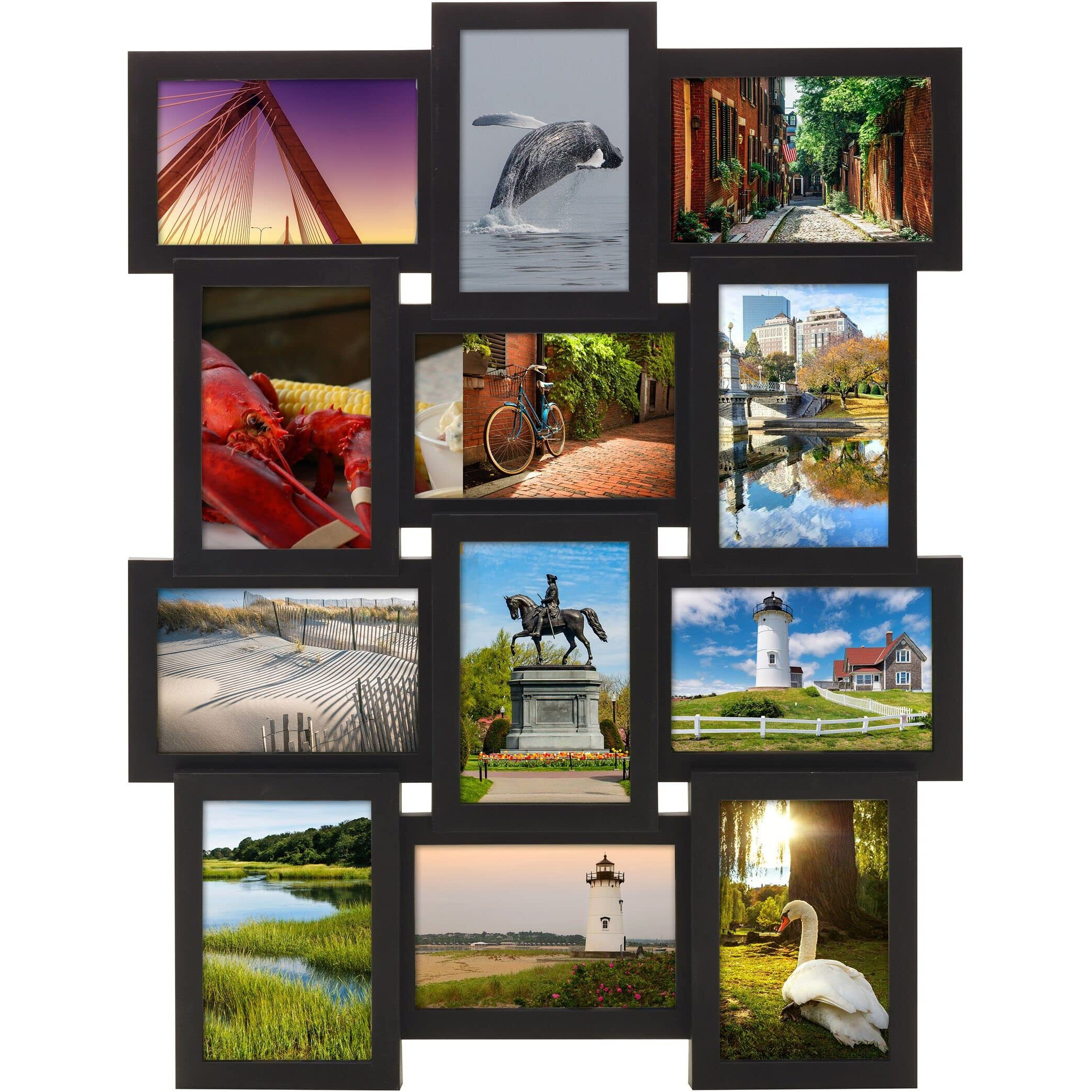 Melannco 12 Opening Collage Frame, Displays 4X6 And Six 6X4 Inch Photos, Black