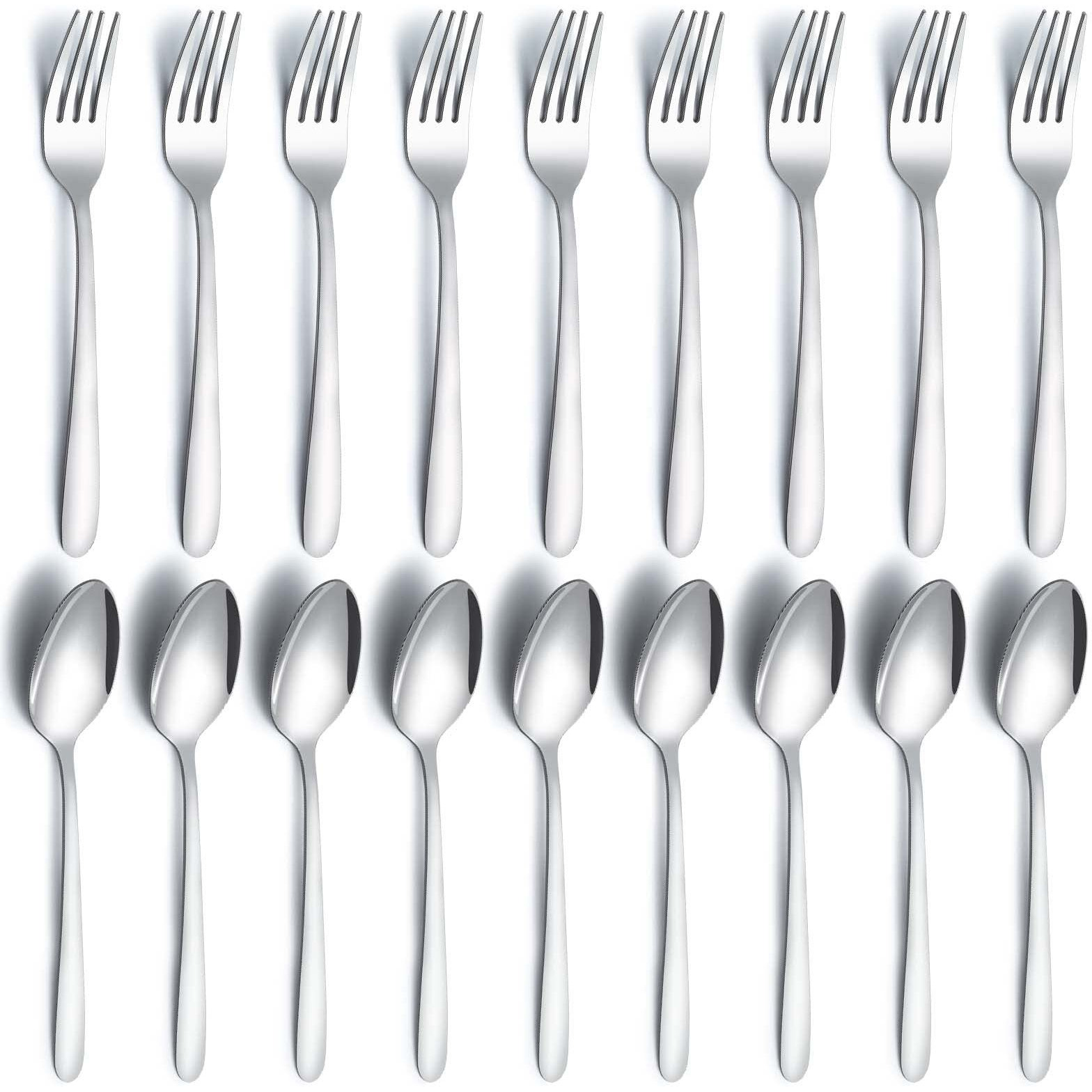 Gymdin 24 Pieces Spoons And Forks Set, Food Grade Stainless Steel Flatware Cutlery Set, Silverware Forks And Tablespoon For Home, Kitchen And Restaurant, Mirror Polished, Dishwasher Safe
