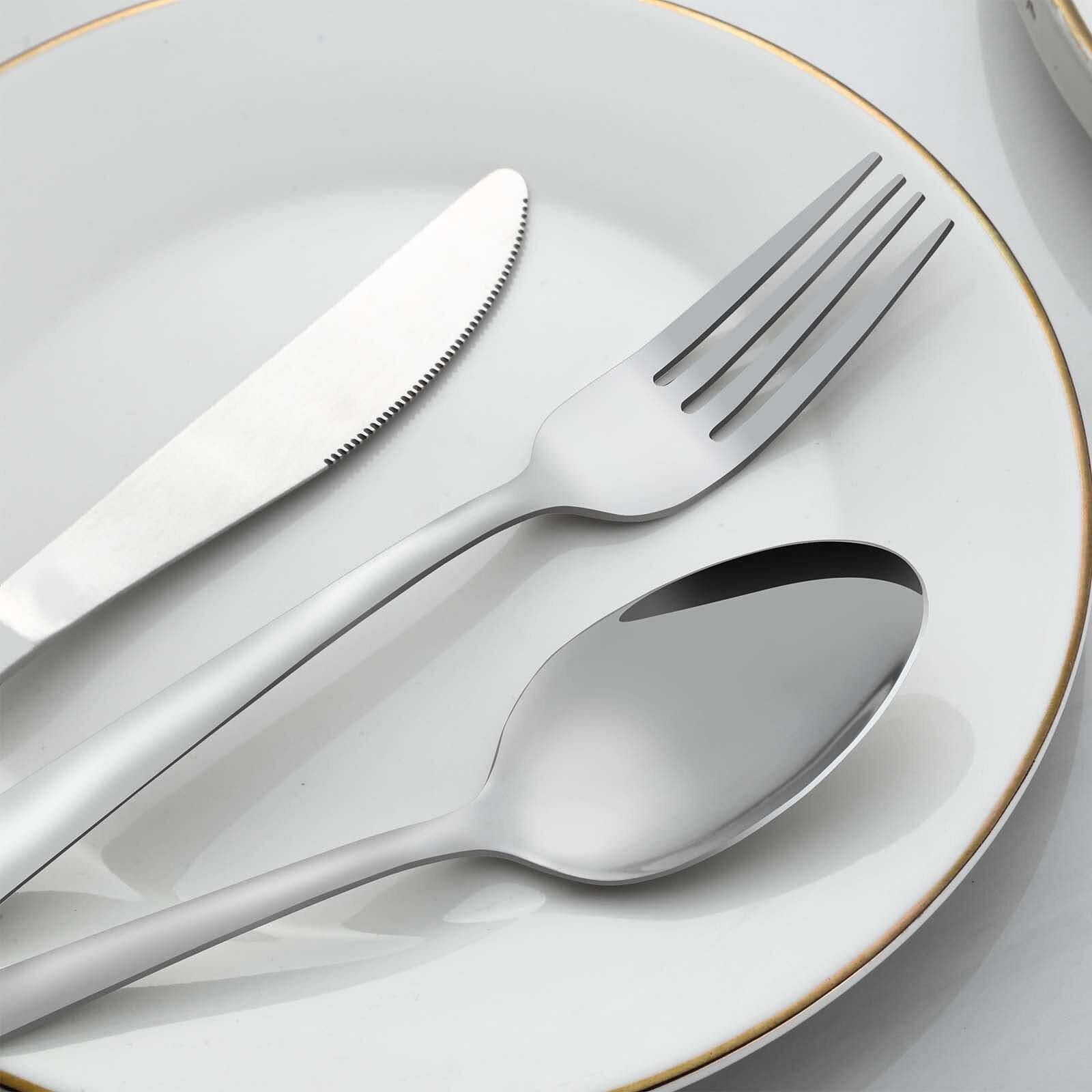 Gymdin 24 Pieces Spoons And Forks Set, Food Grade Stainless Steel Flatware Cutlery Set, Silverware Forks And Tablespoon For Home, Kitchen And Restaurant, Mirror Polished, Dishwasher Safe