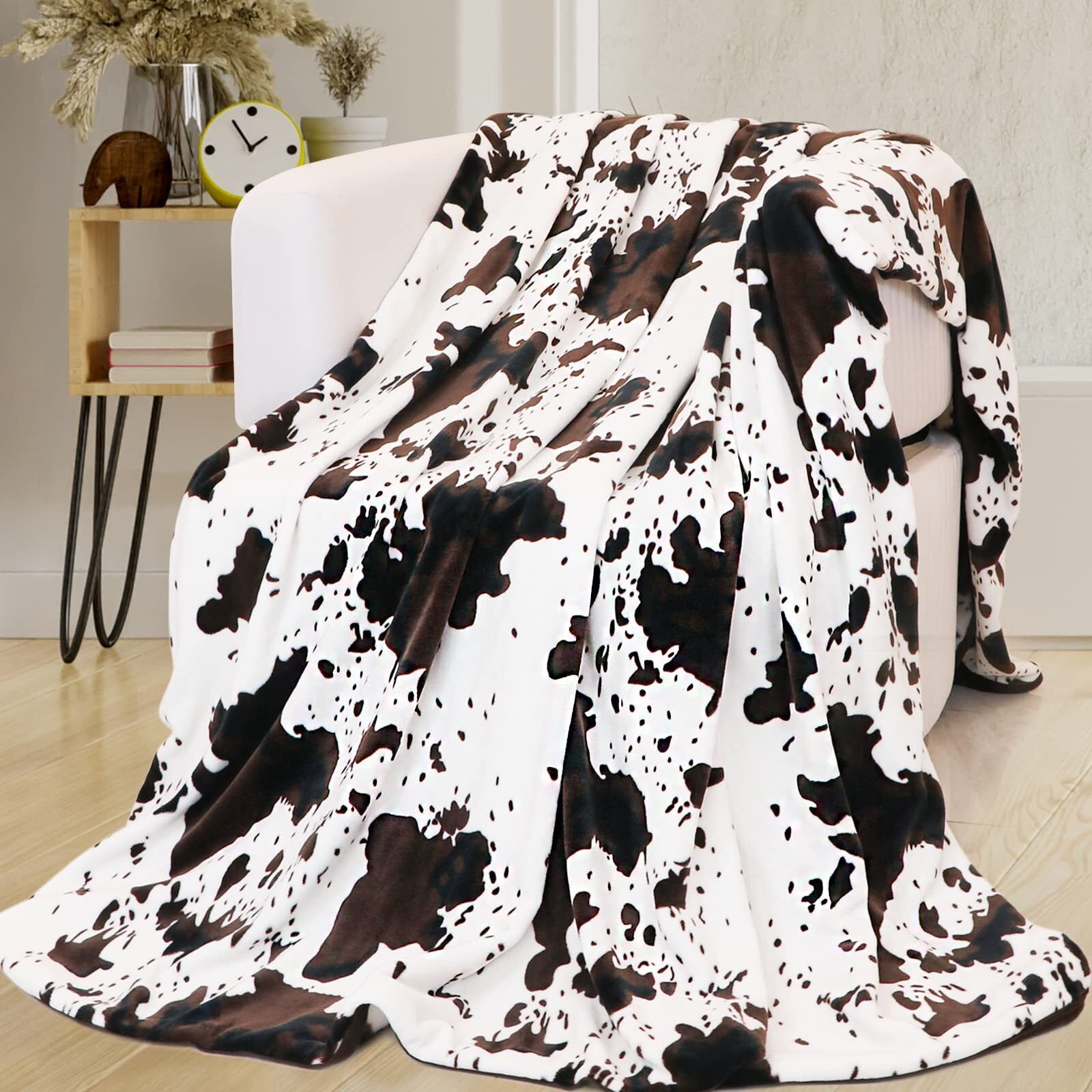 Cow Print Blanket Animal Brown Black Milky White Throw Blankets,Cow Print Blanket For Kids Adults, Soft Cow Blankets And Throws Cowhide Decor For Couch Sofa Bed 40""