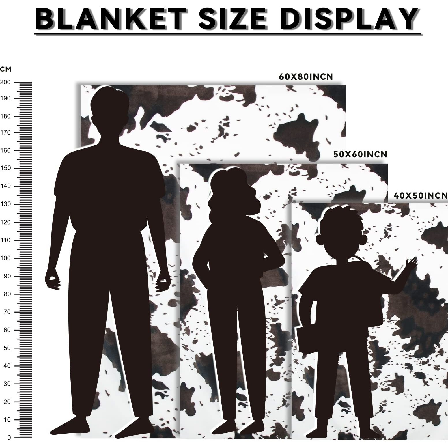 Cow Print Blanket Animal Brown Black Milky White Throw Blankets,Cow Print Blanket For Kids Adults, Soft Cow Blankets And Throws Cowhide Decor For Couch Sofa Bed 40""