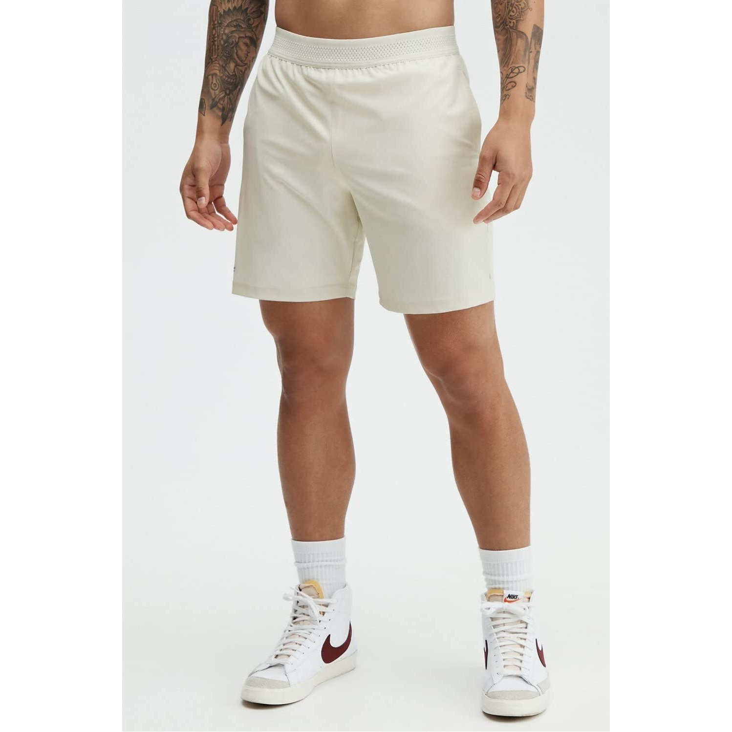 Fabletics Men 's The Fundamental Short, Workout, Running, Training, Gym, Yoga, Ultra Lightweight, Athletic, 9 "" Inseam, S, Bone