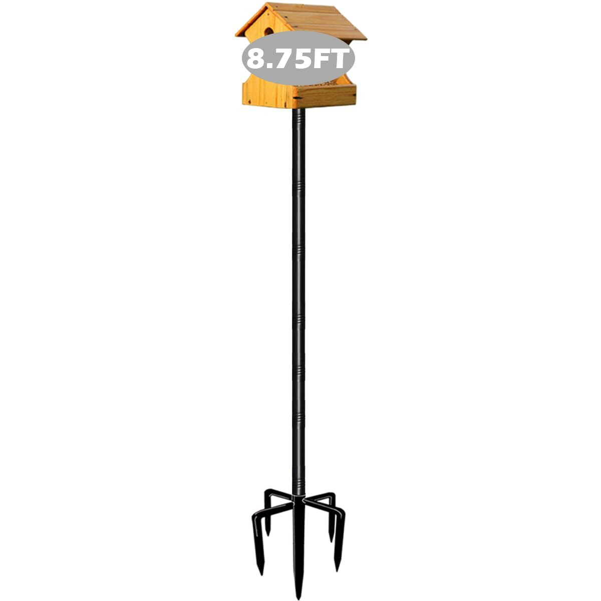 Garbuildman 105 Inch Bird Feeder Pole Kit, Heavy Duty Bird House Pole Set With 5-Forked Base, Adjustable Universal Mounting Post Kit For Outdoors, Matte Black, 1 Pack