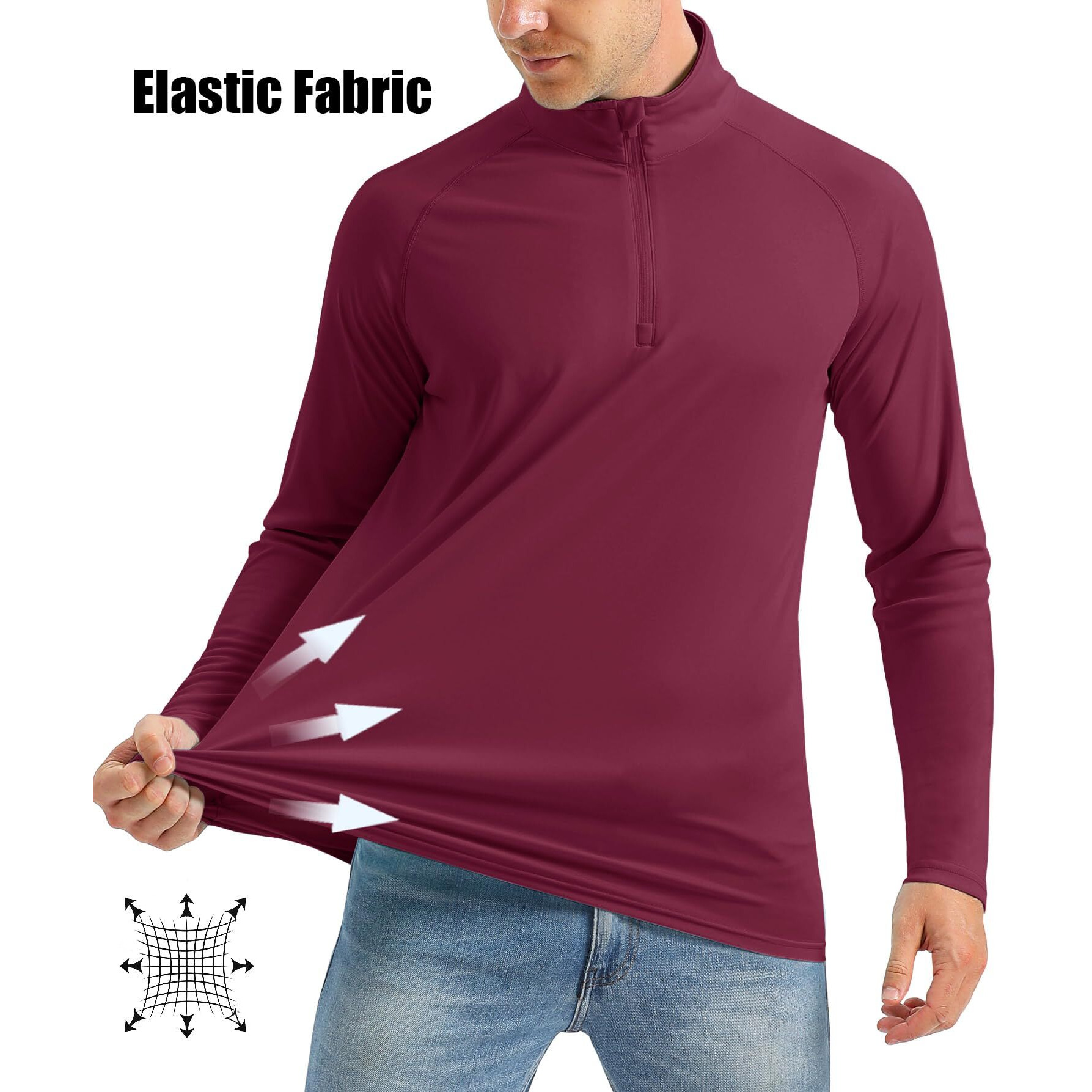 Men Shirts Casual Long Sleeve Mens Sun Protective Shirts Outdoor Shirts Men Quick Dry Fishing Shirts For Men Workout Shirts Men Upf 50 Wine Red