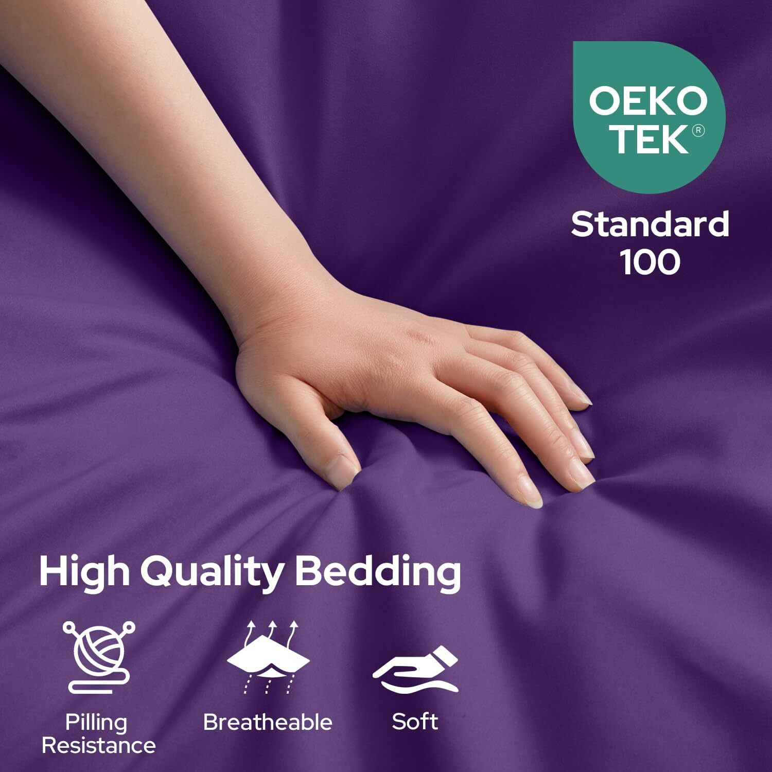 Homeideas Queen Size Bed Sheets - 6 Piece Set (Eggplant Purple) - Extra Soft Brushed Microfiber 1800 Bedding Sheets, Deep Pocket, Wrinkle & Fade Free