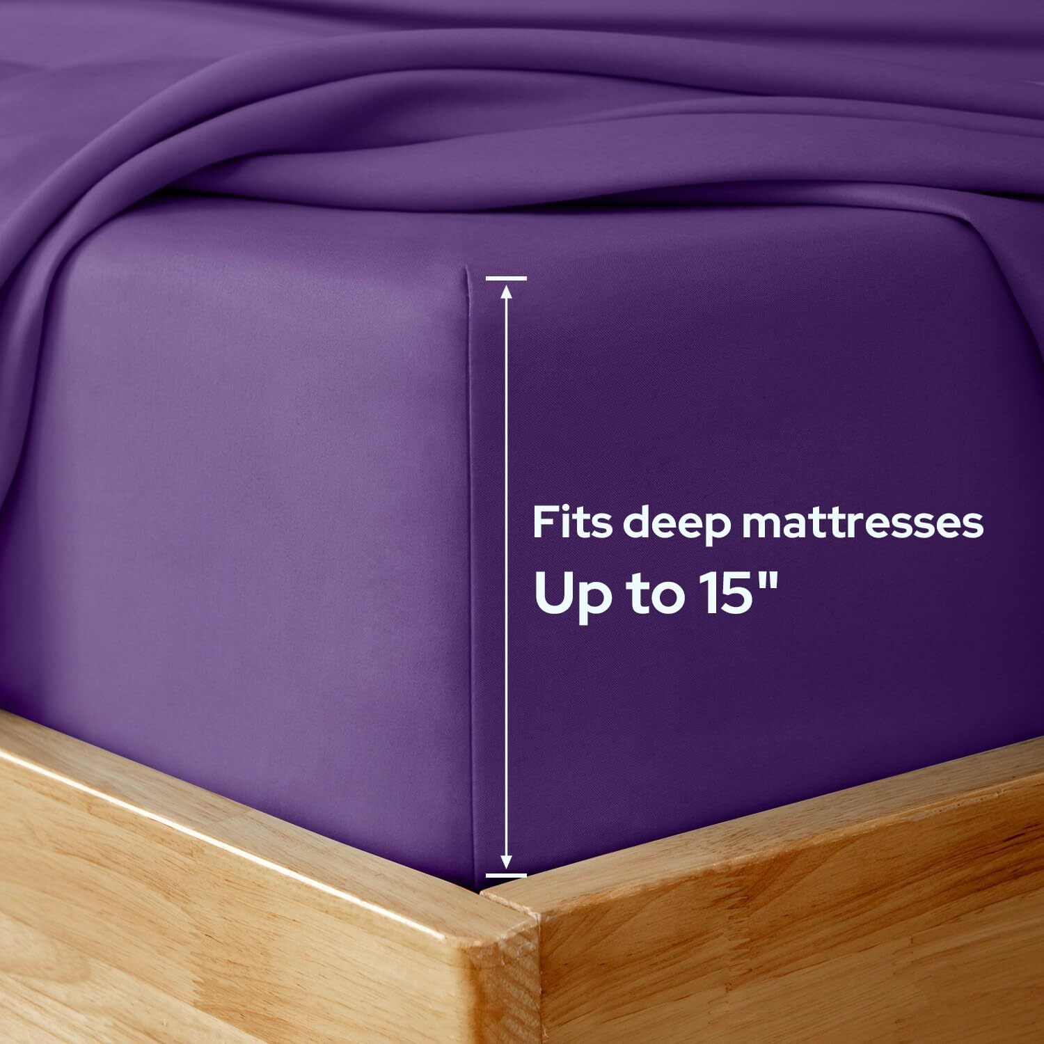 Homeideas Queen Size Bed Sheets - 6 Piece Set (Eggplant Purple) - Extra Soft Brushed Microfiber 1800 Bedding Sheets, Deep Pocket, Wrinkle & Fade Free