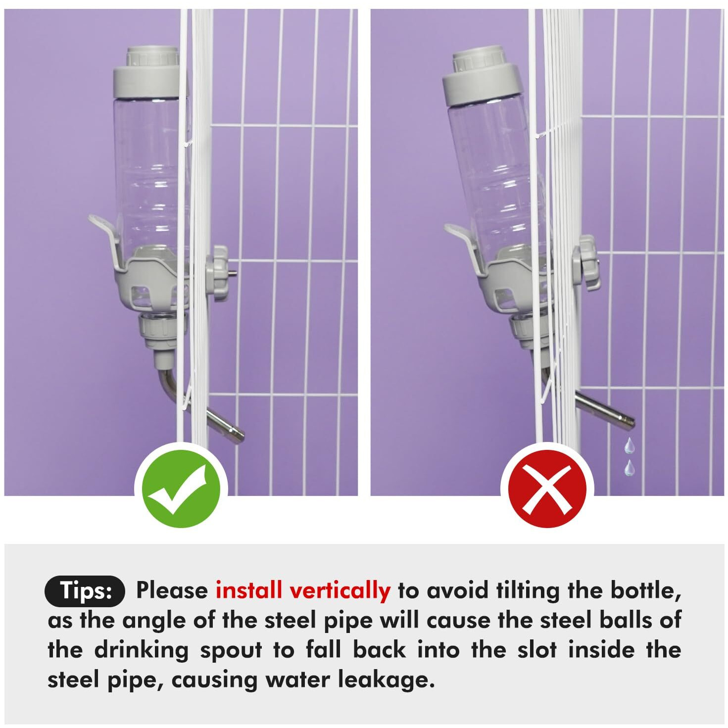 Vannon Dog Water Dispenser For Cage, 34Oz Auto Feeding Crate Water Bottle For Dogs, Cats & Rabbits, Pet Nozzle Diameter 12Mm, Bpa Free, Grey