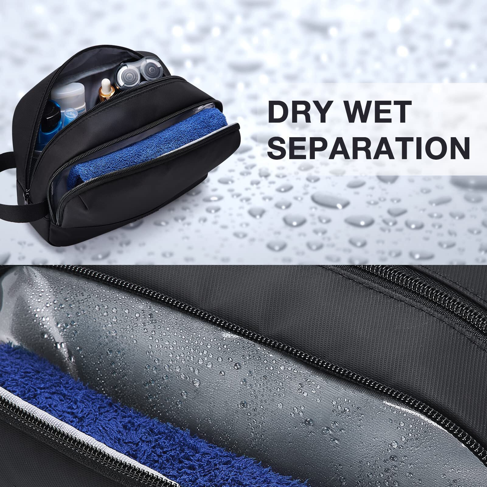 Bagsmart Travel Toiletry Bag For Men, Dopp Kit Water Resistant Shaving Bag For Toiletries Accessories, Black-Medium