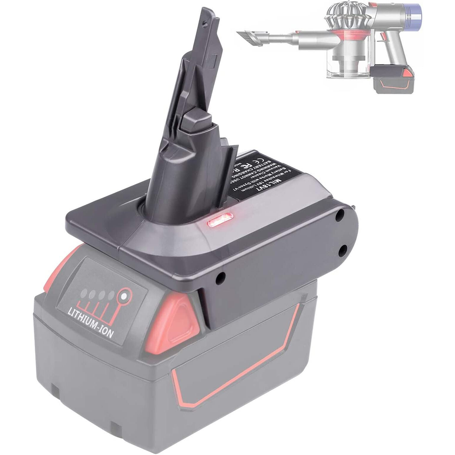 Btrui For Dyson V7 Battery Adapter For Milwaukee M18 18V Battery Convert To For Dyson V7 Sv11 Animal Cordless Stick Vacuum Cleaner Handheld Vacuum Converter (Only Mil18V7 Adapter)