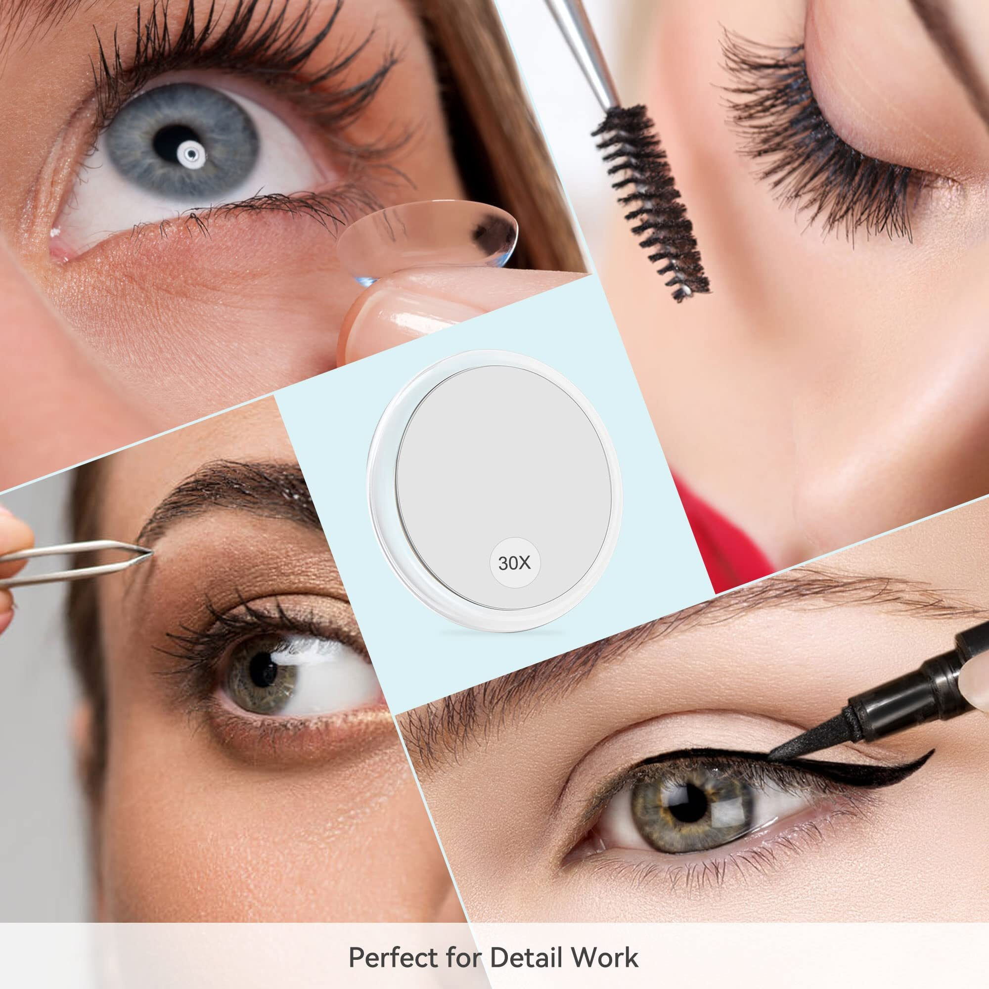 Miyadiva 30X Magnifying Mirror Suction Cup For Easy Mounting, Use For Makeup Mirror, Travel Stick On Shower Mirror For Plucking Eyebrows 6 Inch