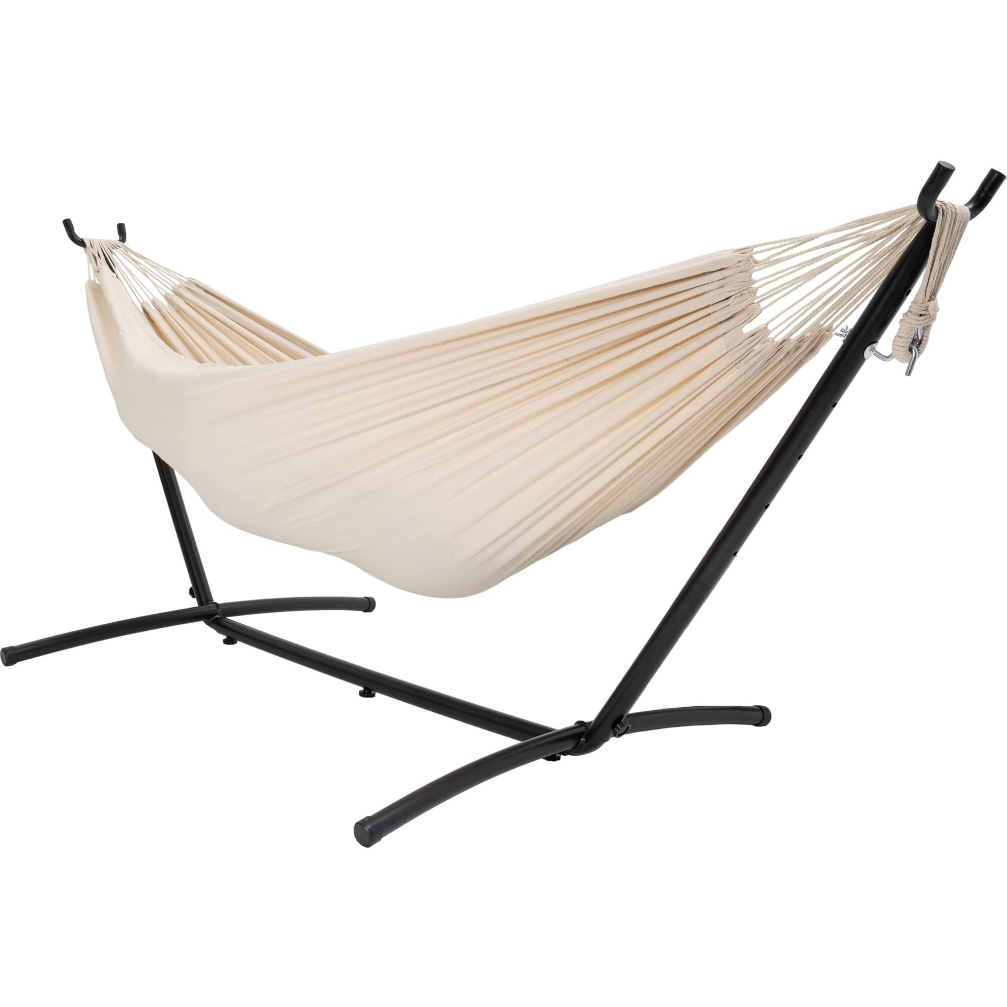 Lazy Daze Hammocks Double Hammock With 9Ft Space-Saving Steel Stand Includes Portable Carrying Case, 450 Pounds Capacity (Natural)