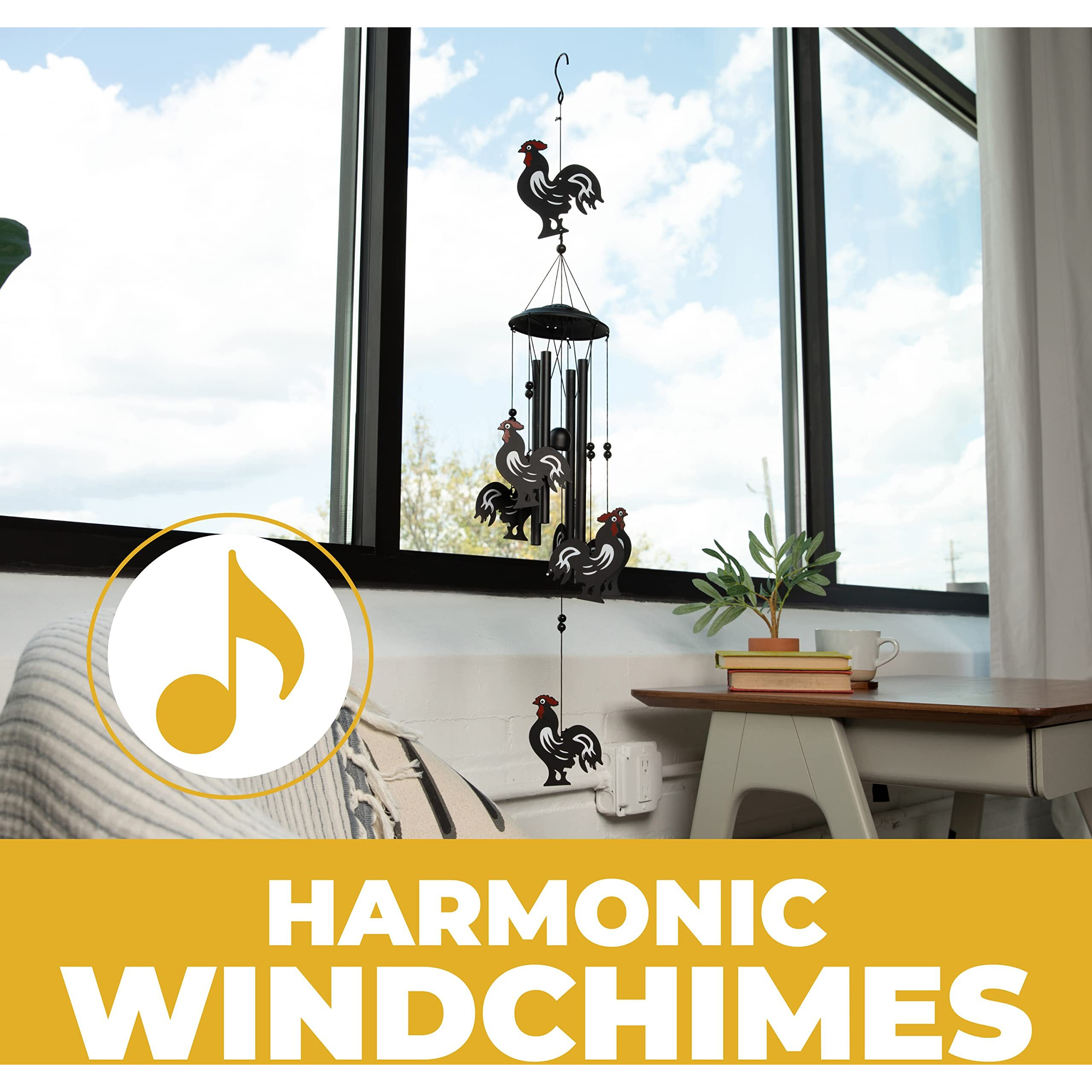 Vp Home Rooster Wind Chimes For Outside, Unique Wind Chimes With Elegant Design For Gardens, Patios, And Porches, Thoughtful Gifts For Mom, Grandma, And Rooster Decor Lovers