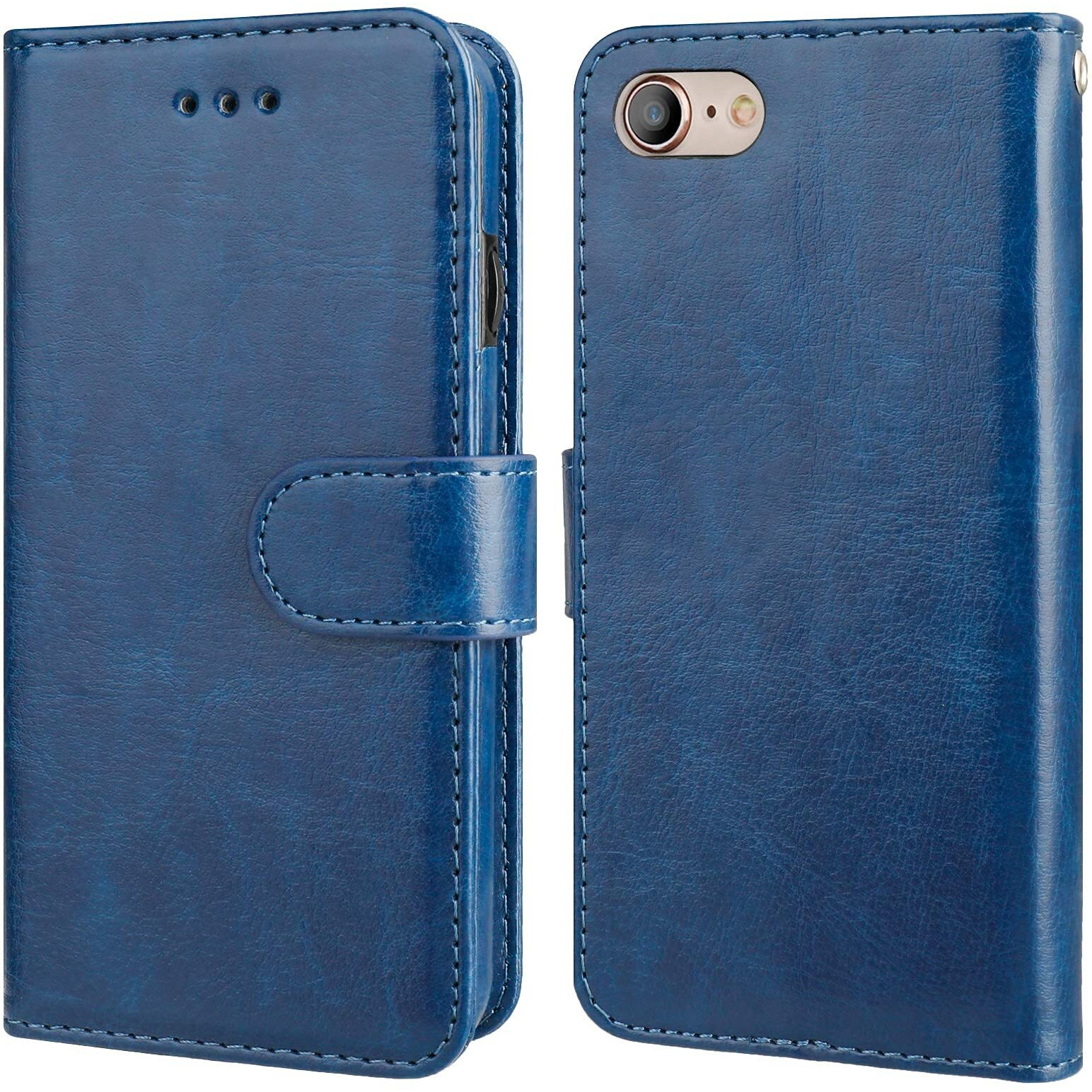 Bocasal For Iphone Se (2022)/Se (2020)/8/7 Wallet Case With Card Holder Pu Leather Magnetic Detachable Kickstand Shockproof Wrist Strap Removable Flip Cover For Iphone 7/8/Se2/Se3 4.7 Inch (Blue)