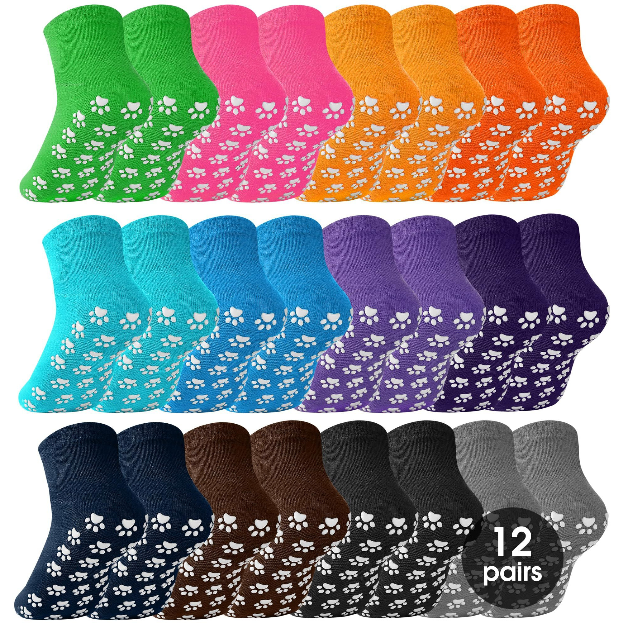 Wanzhihui 12 Pairs Pilate Grip Socks For Women Anti-Skid Yoga Socks With Grips Hospital Socks Solid Color Bulk Ankle Socks