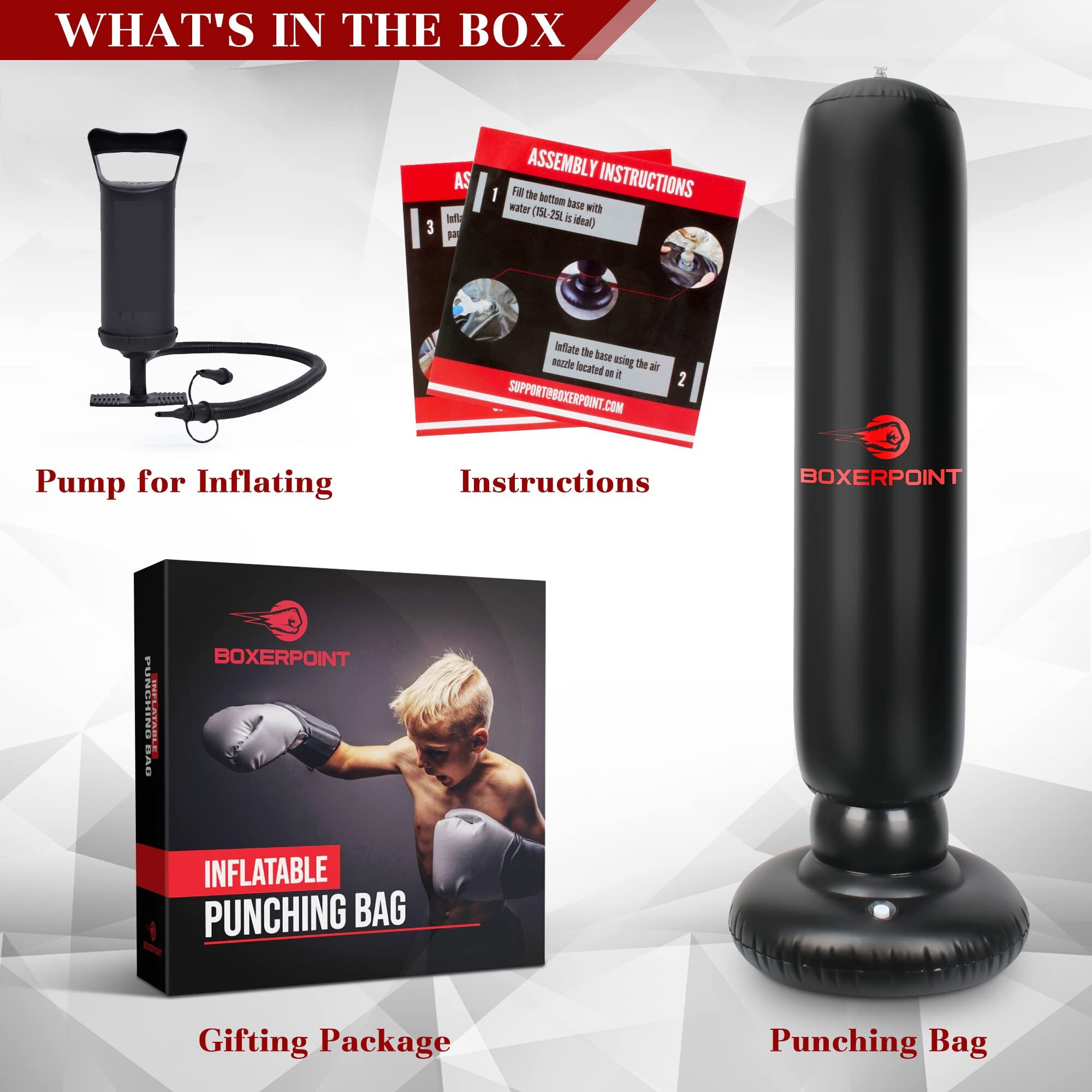 Boxerpoint Inflatable Punching Bag For Kids 8-12 | 63"" Bob Punching Dummy For Kids - Kids Punching Bag For 3-8 Years For Training Karate, Taekwondo, Mma And Kickboxing - Relieve Pent Up Energy
