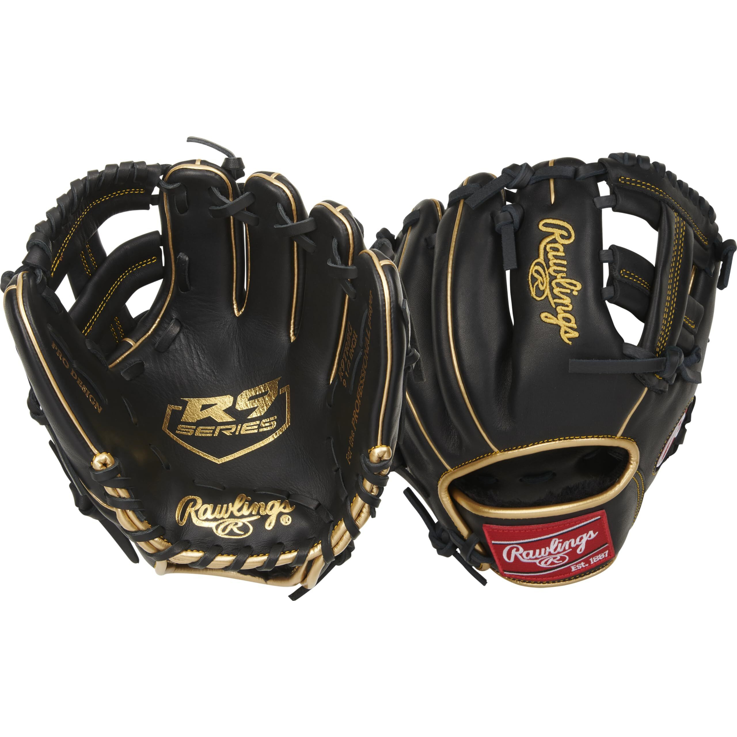 Rawlings Boys Training Baseball Glove, 9.5 Inch - Single Post Web Black/Gold, Inch Us