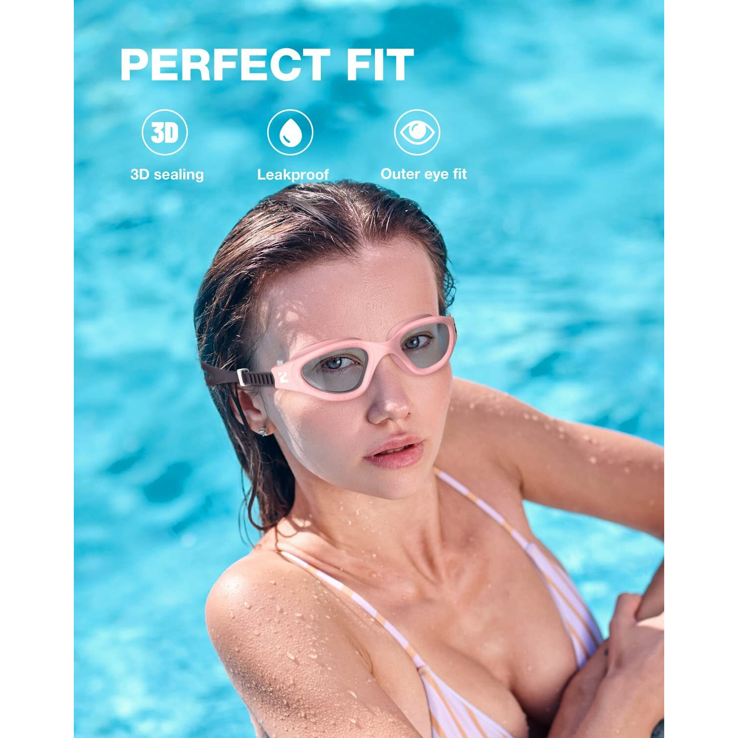 Zionor Swim Goggles, G1 Se Swimming Goggles Anti-Fog For Adult Men Women (A3-Clear Lens Pink Frame)